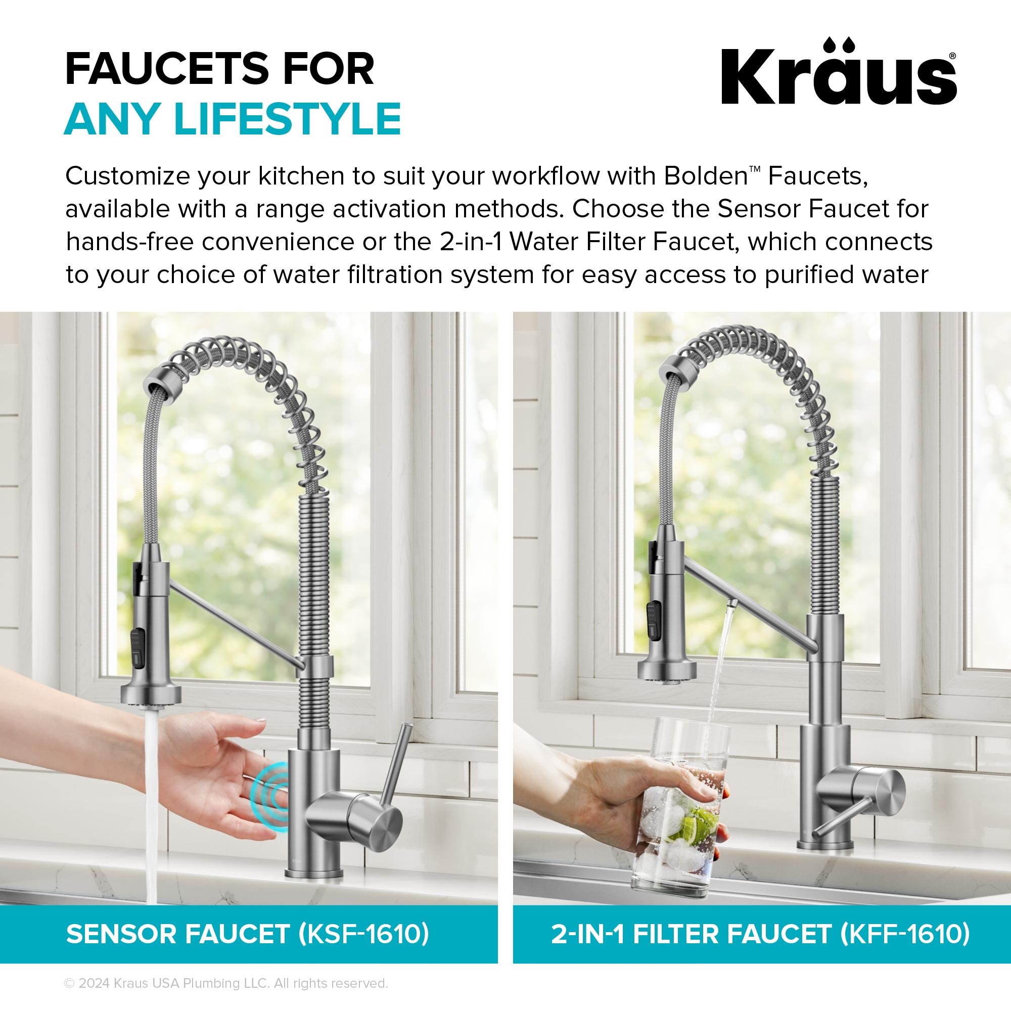 KRAUS Bolden Commercial Style 2-Function Single Handle Pull Down Kitchen Faucet