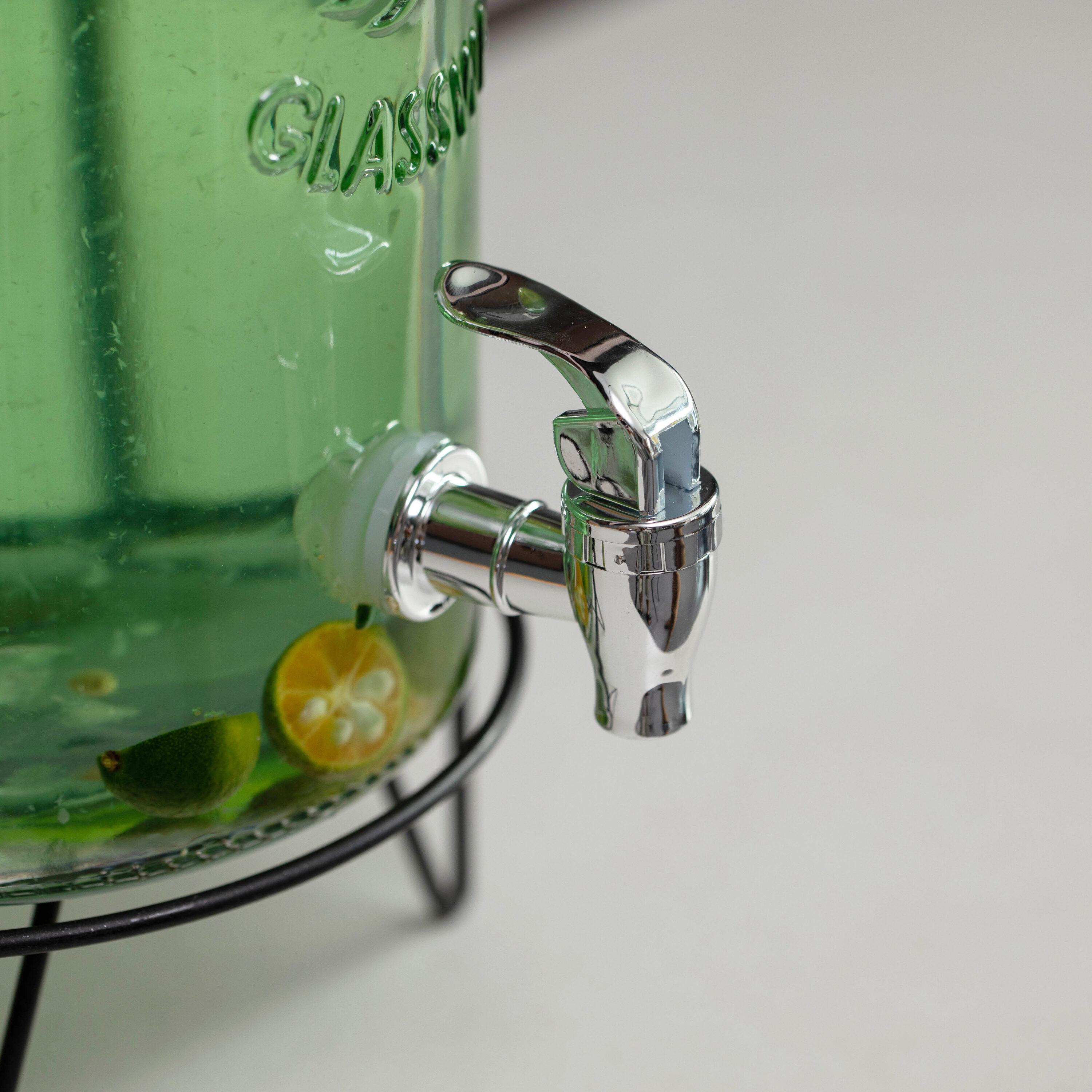 Basicwise Basicwise 1.6-gallon Glass Drink Dispenser With Stainless Steel Spigot – Water And Juice Container, Lemonade Stand, Beverage Dispenser For Parties, Weddings, Birthdays, And Family Business Meetings