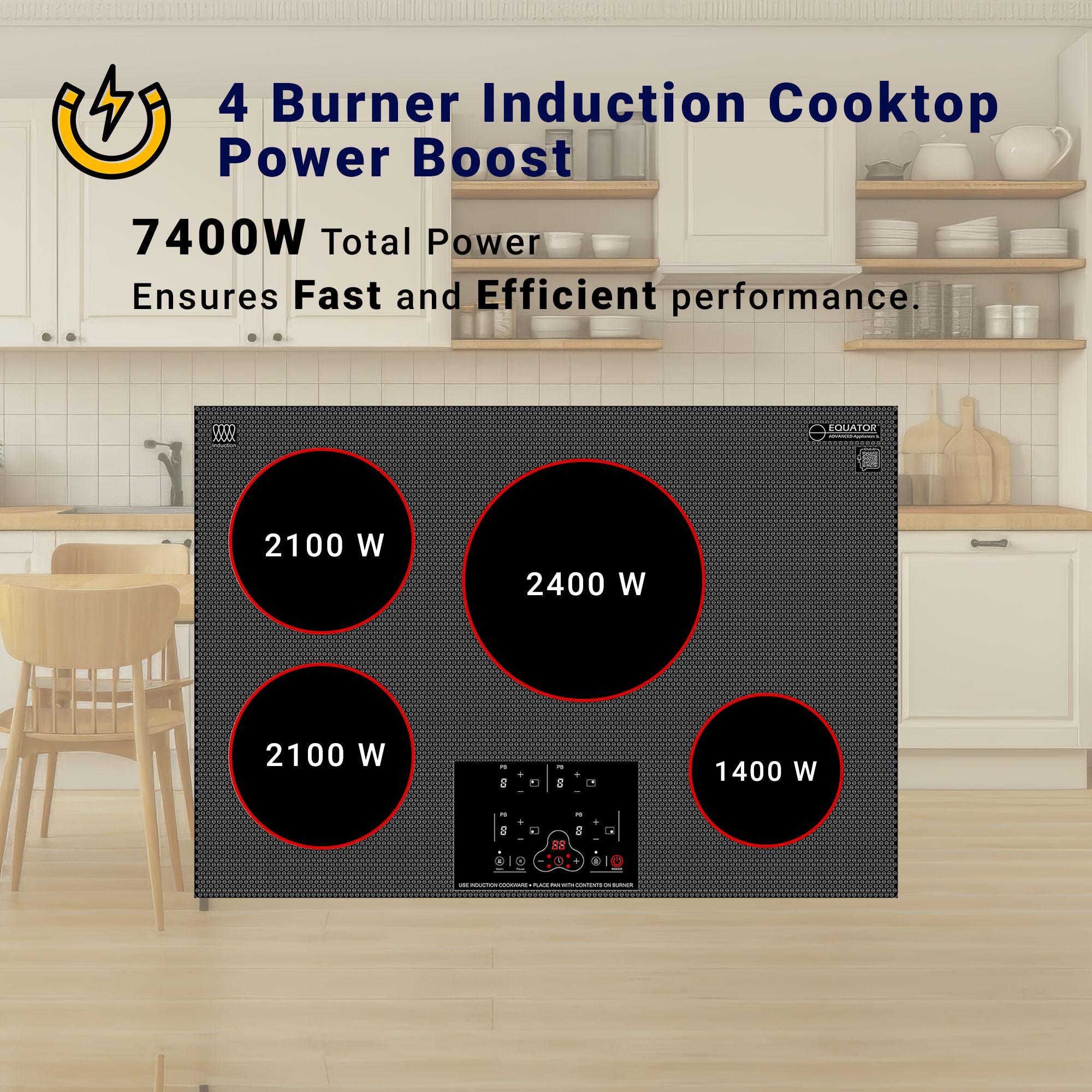 Equator Advanced Appliances Equator 30" Built-In 4 Burner Induction Cooktop POWER BOOST Keep Warm 240V/7400W BIC 304