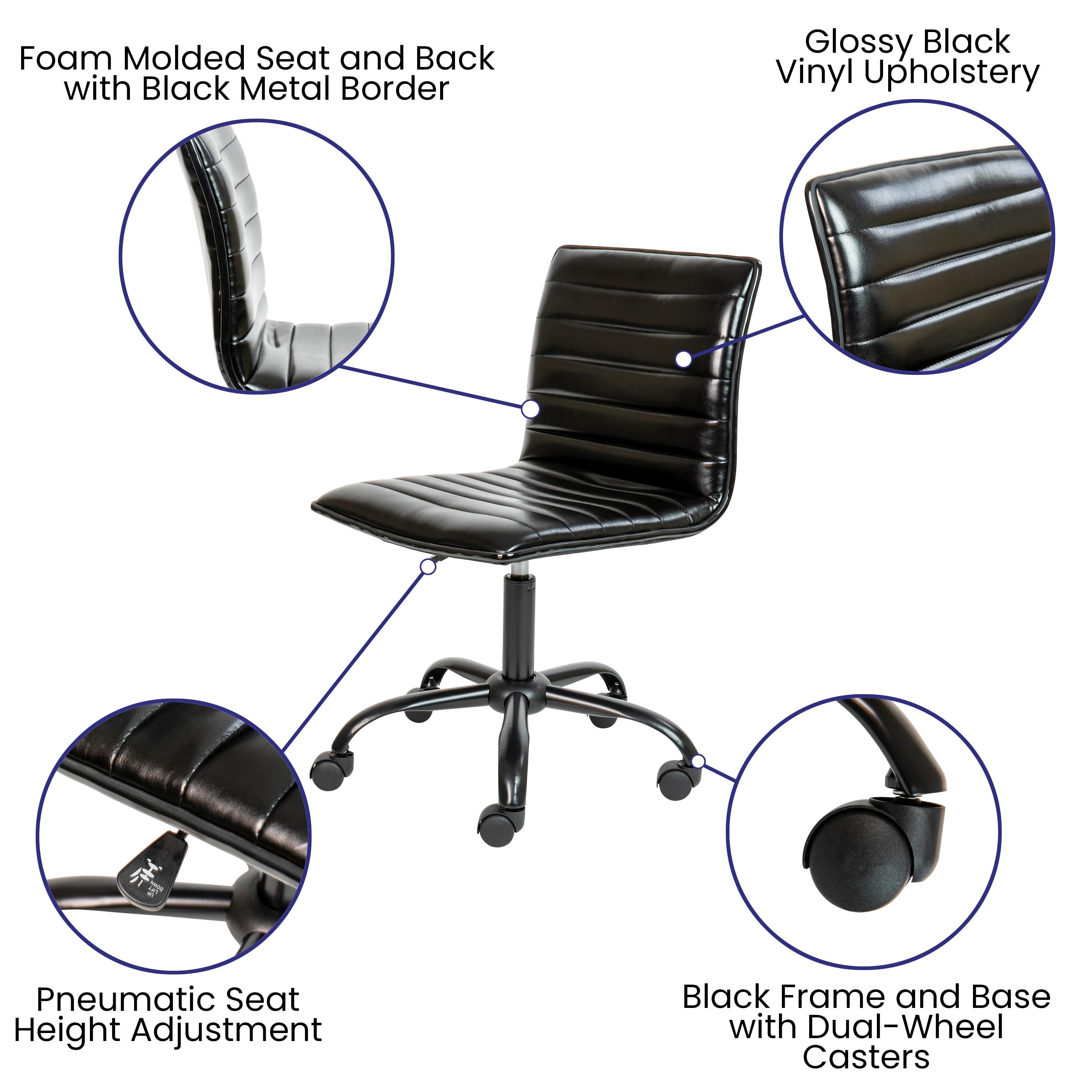 Flash Furniture Merchiston Low-Back Modern Ribbed Upholstered Vinyl Swivel Desk Chair by Flash Furniture