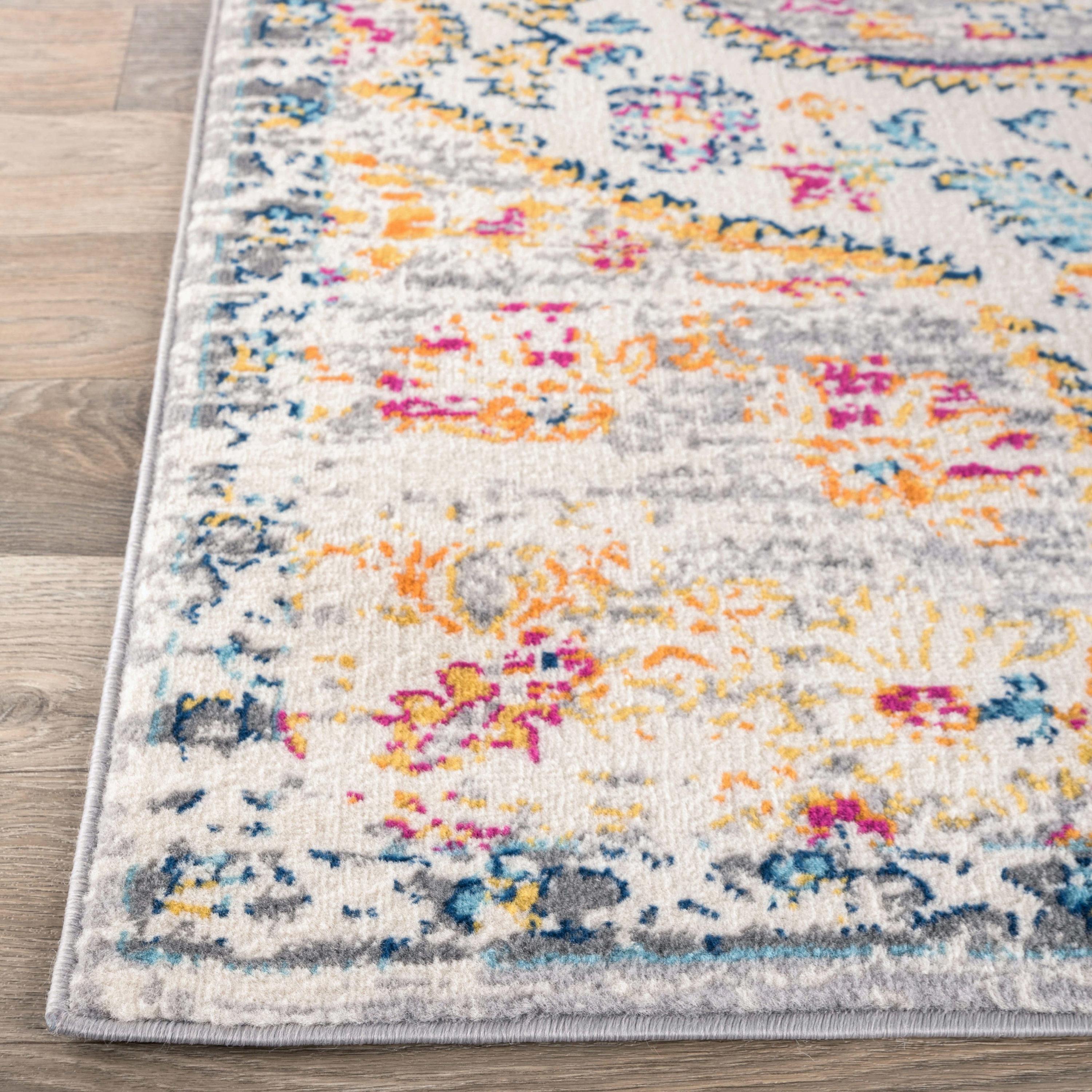 World Rug Gallery Distressed Vintage Bohemian Gray 7'10" x 10' Area Rug
