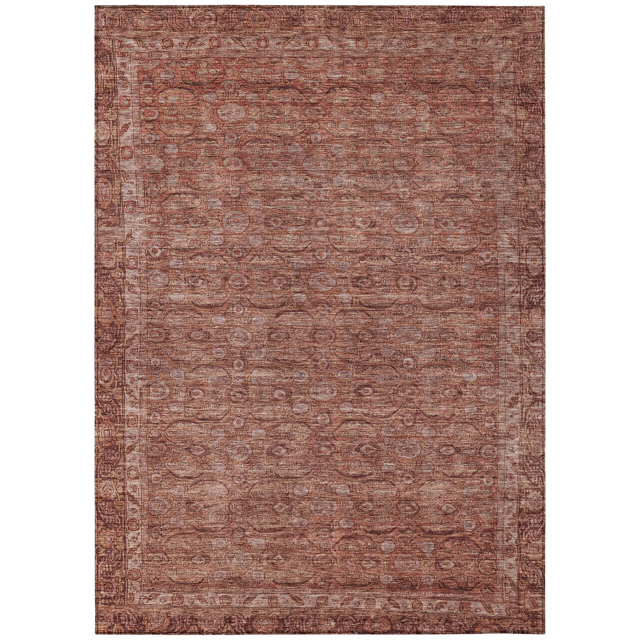 Machine Washable Indoor/Outdoor Chantille Terracotta Rug