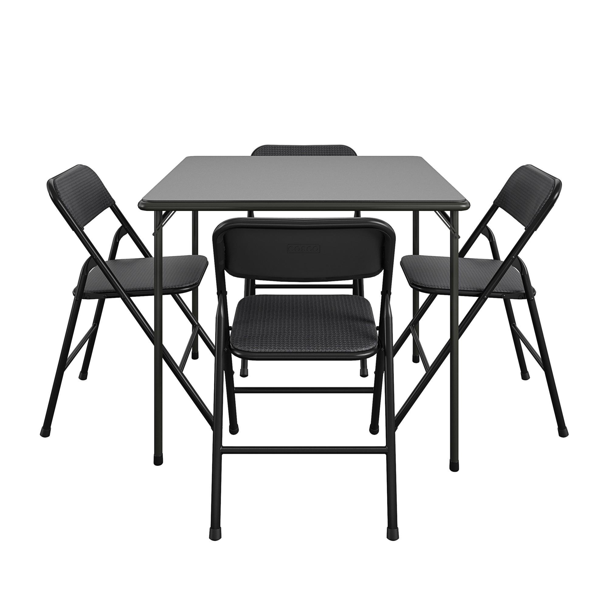 COSCO COSCO 5-Piece Folding Fabric Dining Set & 34" Vinyl Card Table