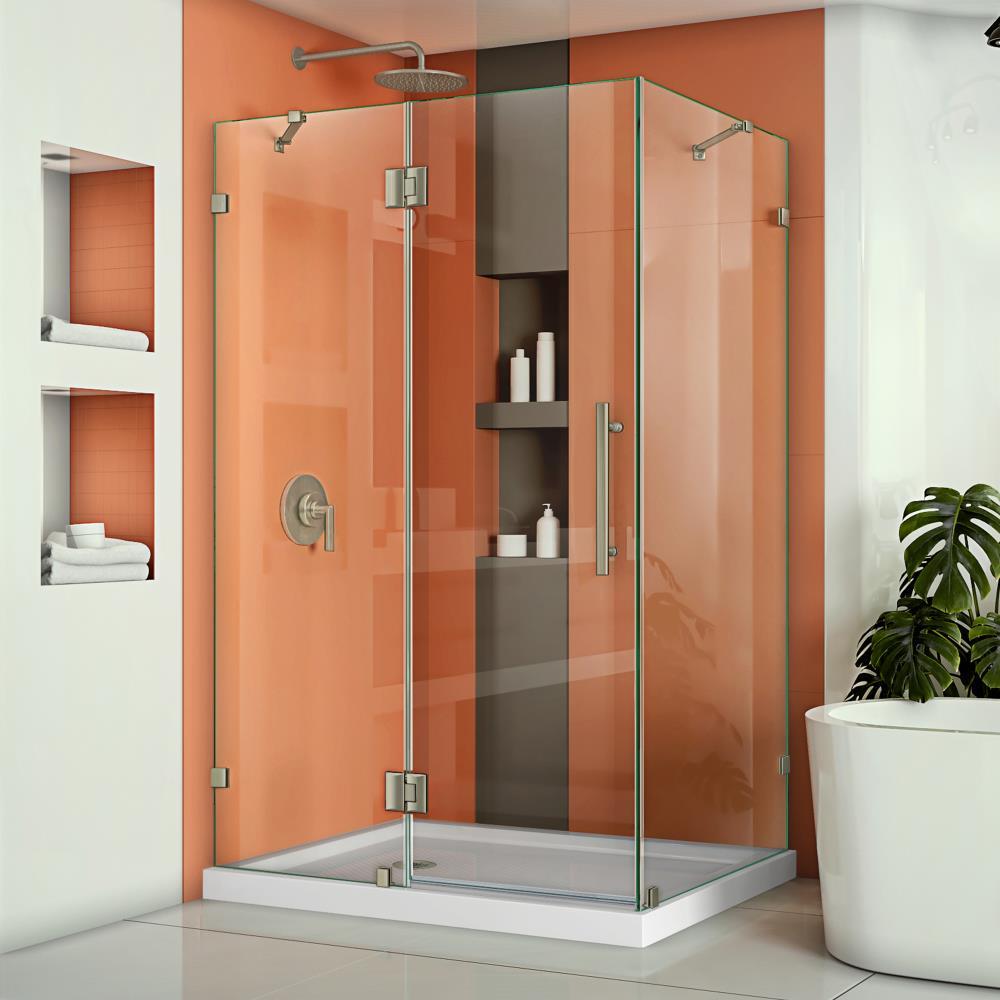 Quatra Lux 46.38" x 72" Hinged Frameless Shower Door with Clear Max Technology