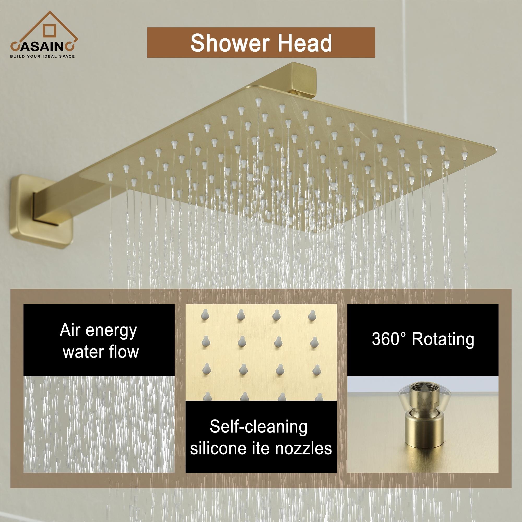 CASAINC 10'' Wall Mounted Shower System with Handheld Sprayer, Brushed Gold