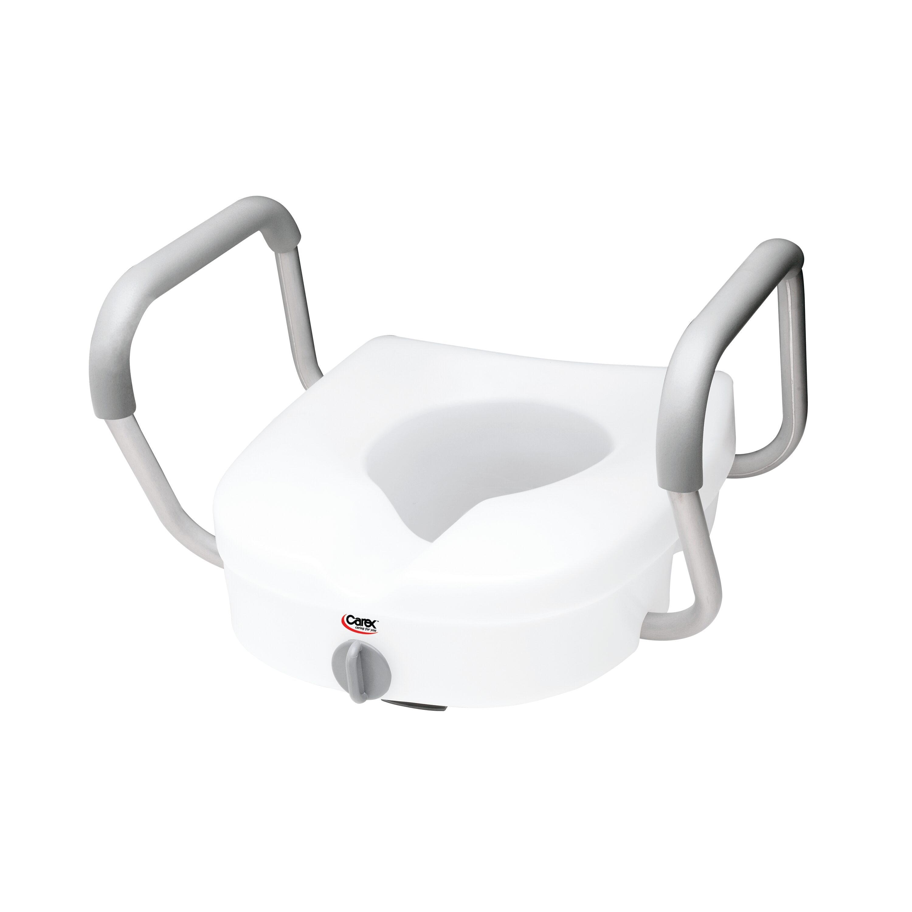 Carex E-Z Lock Raised with Armrests Toilet Seat - White