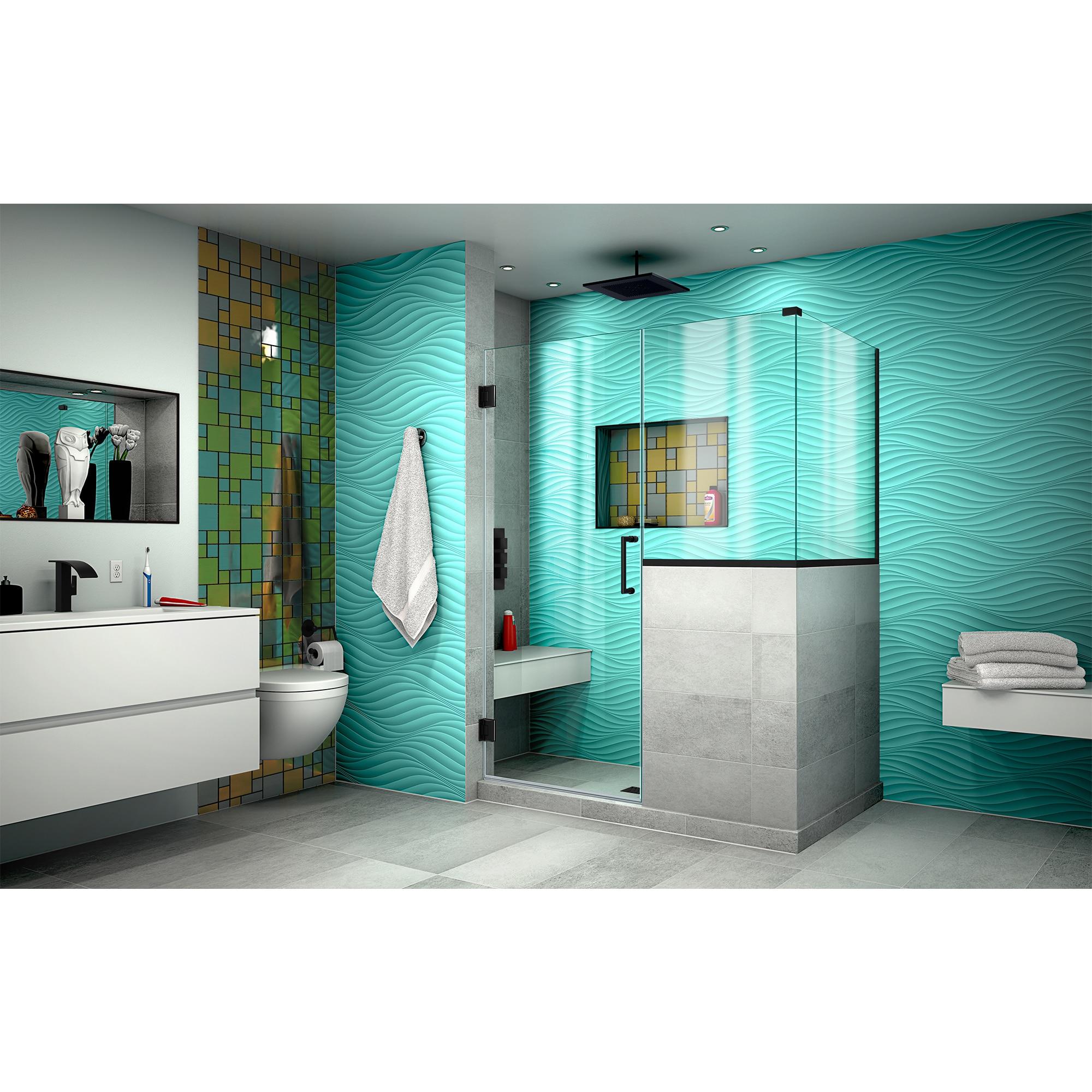 DreamLine Unidoor Plus 47" W x 36.375" D x 72" H Frameless Pivot Rectangle Shower Enclosure with Fixed Panel SHEN-2423243636-09