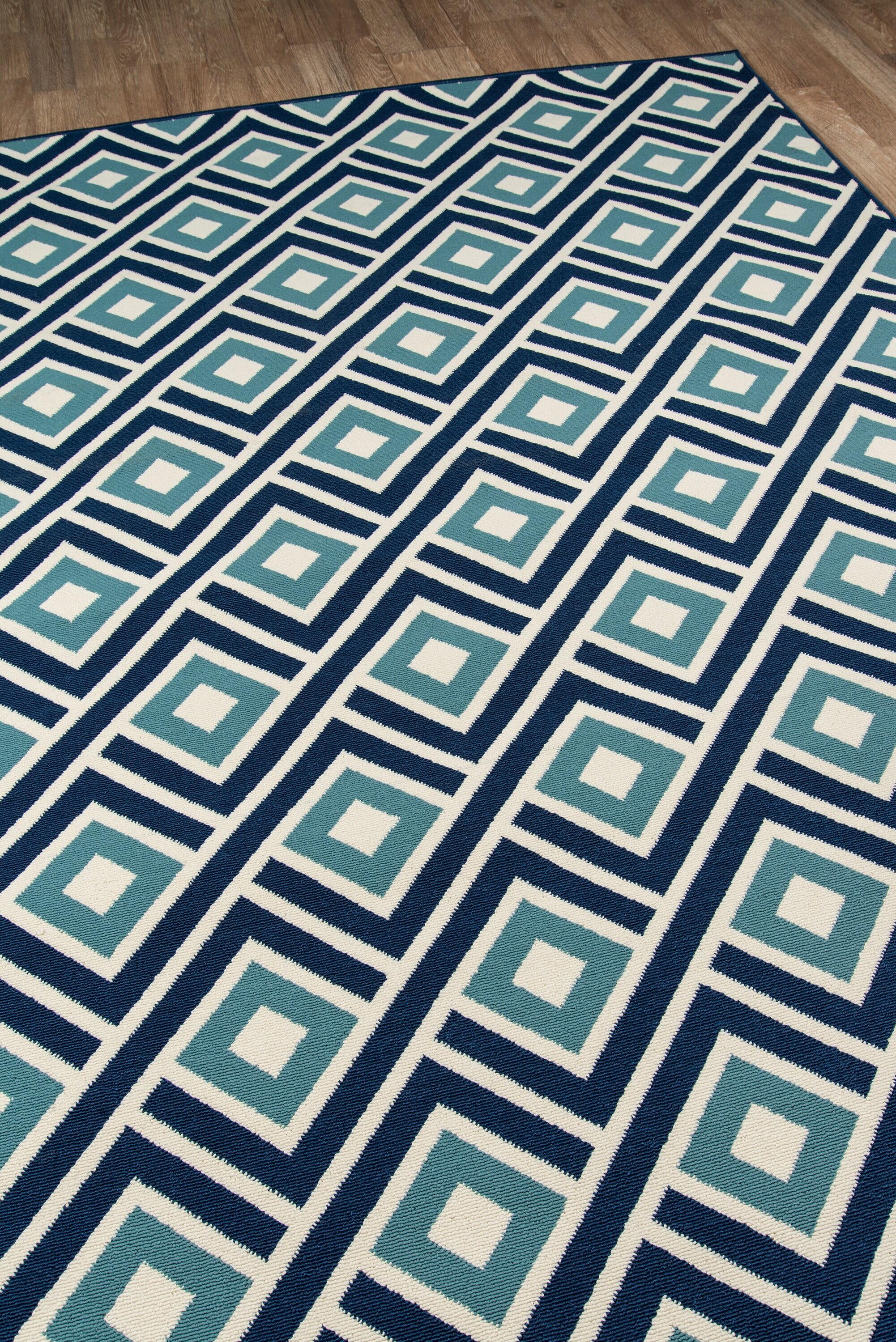 Indoor/Outdoor Blue Squares Rug
