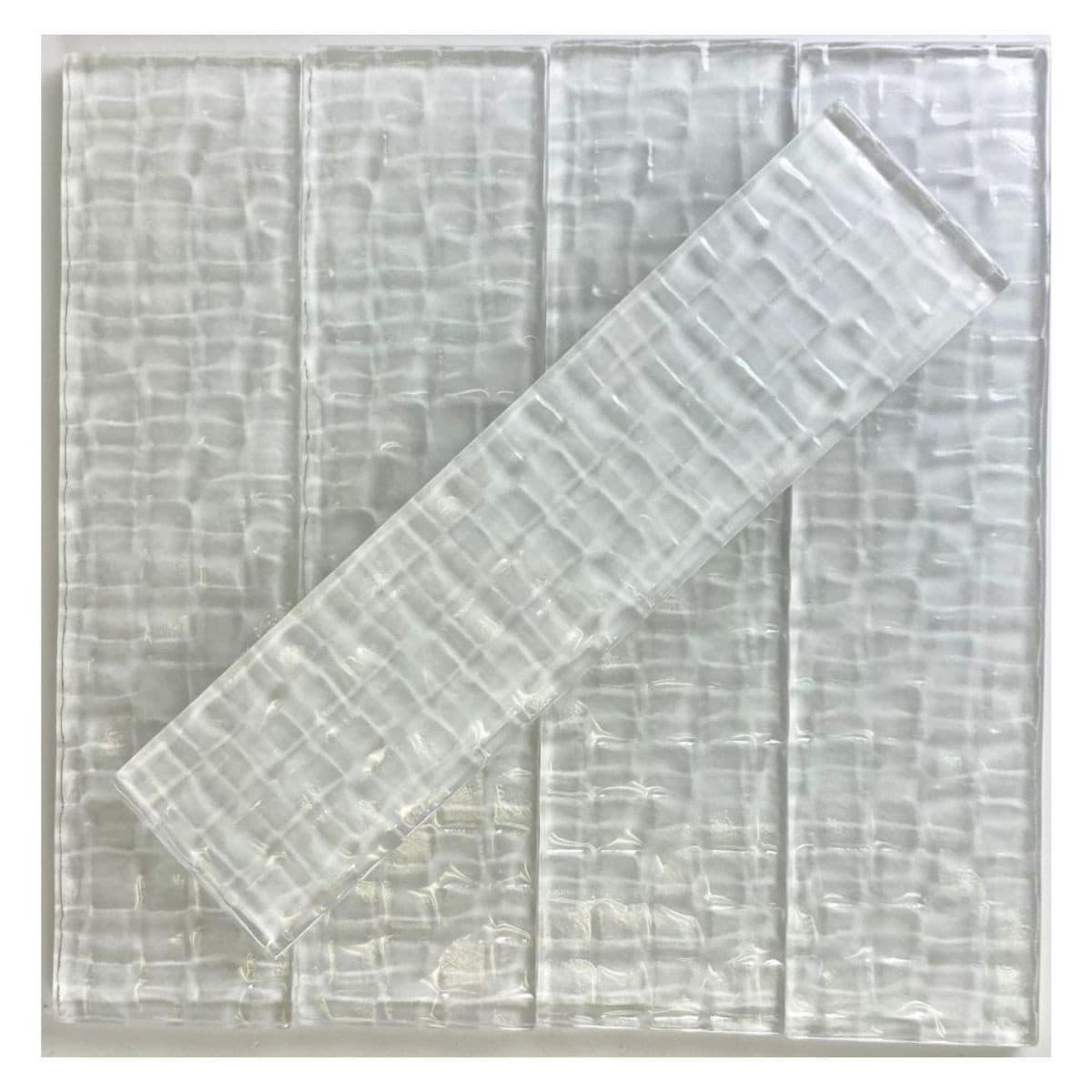 Abolos Metro Cubes 2 in. x 8 in. Textured Glass Straight Edge Subway Decorative Kitchen & Bathroom Wall Tile