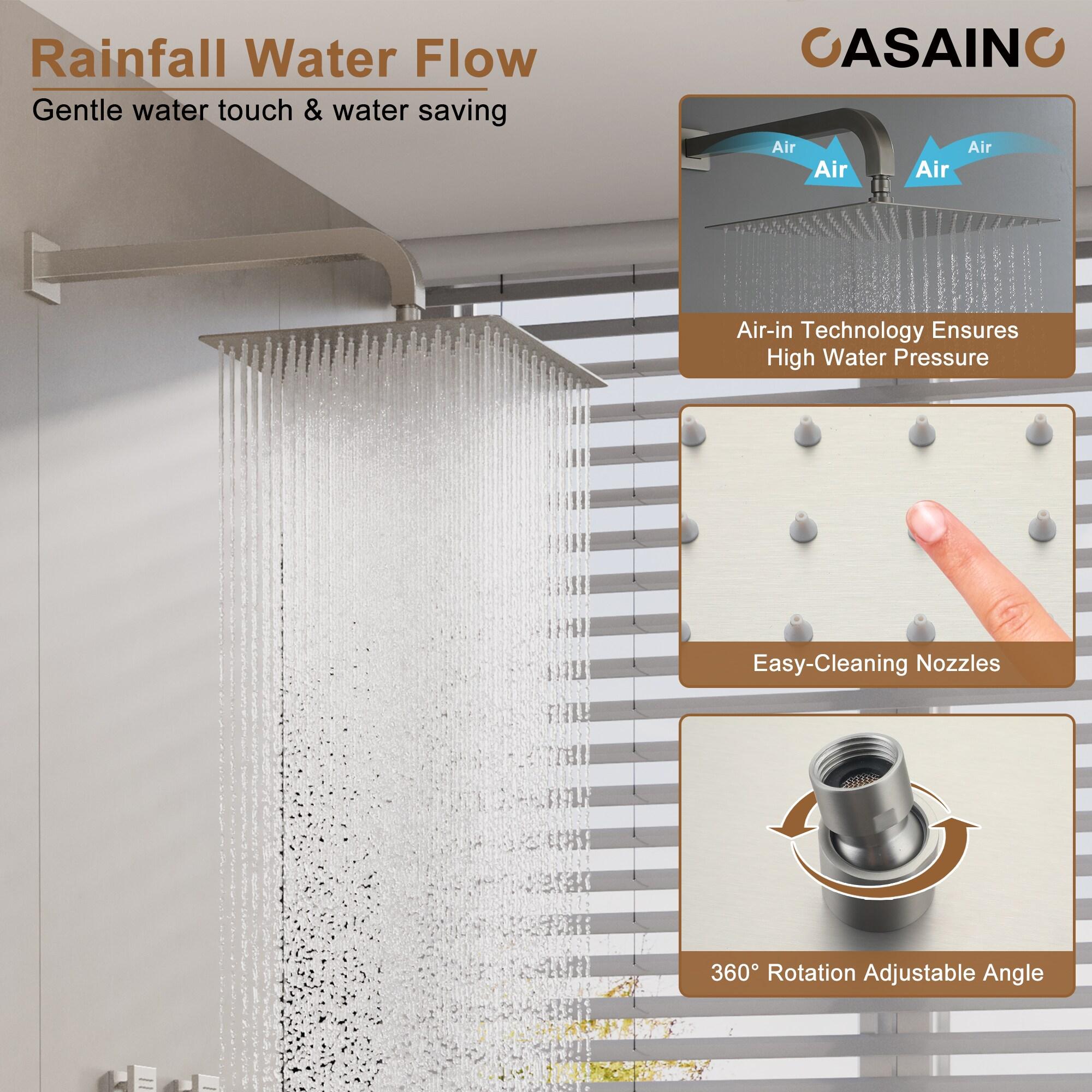 CASAINC Single Handle Thermostatic 4-function Shower Faucet Dual Showerhead