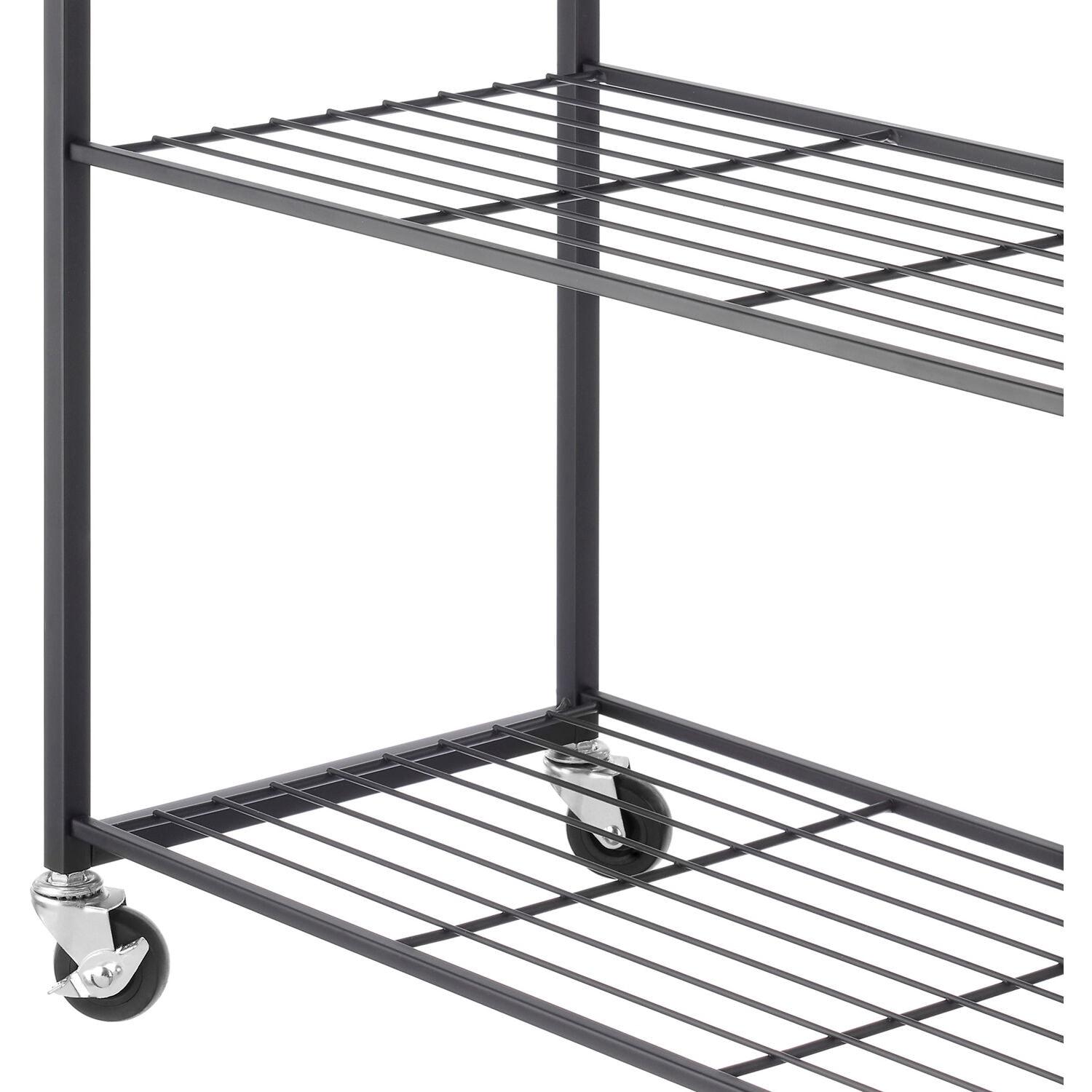 Whitmor Modern Industrial 4-Shelf Metal and Wooden Freestanding Shelves, Black
