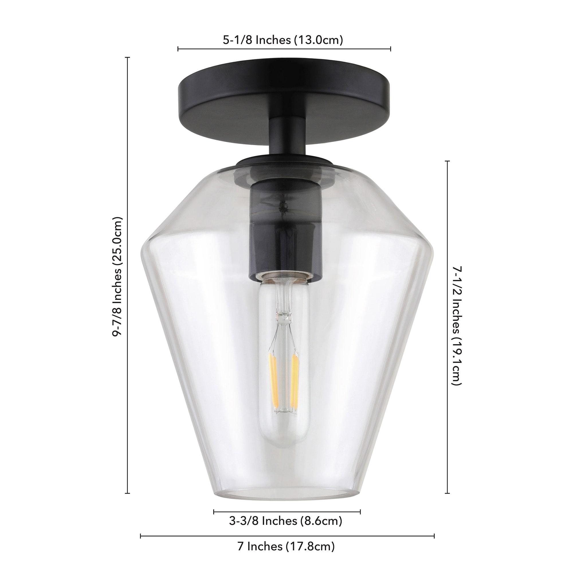Evelyn&Zoe 7" Black Semi Flush Mount