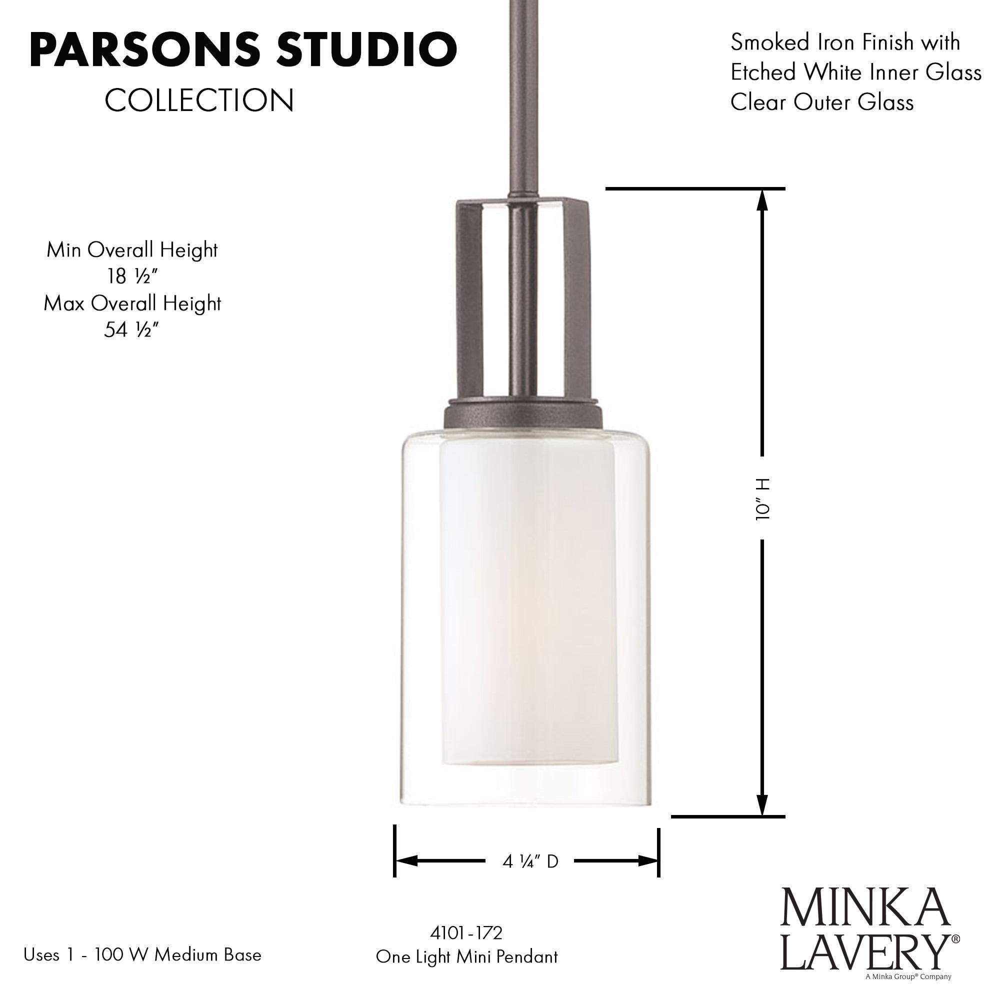 4101-172-Minka Lavery-Parsons Studio - 1 Light Mini Pendant in Transitional Style - 10 inches tall by 4.25 inches wide-Smoked Iron Finish