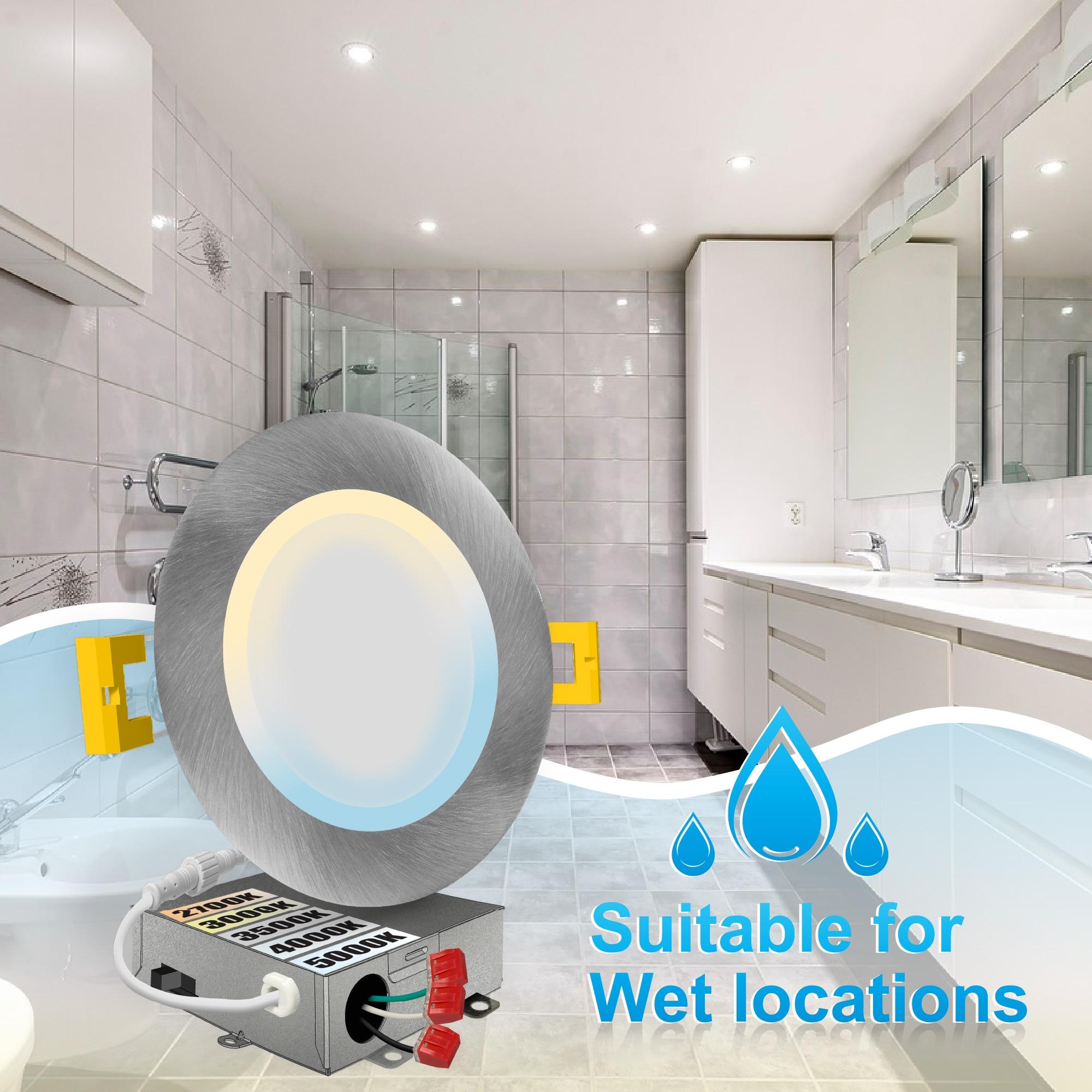 NUWATT NW-P-DL-6-15W-5CT-BN-12P Panel Downlight 6.88'' Selectable Color Temperature Dimmable Air-Tight IC Rated LED Canless Recessed Lighting Kit (Set of 12)