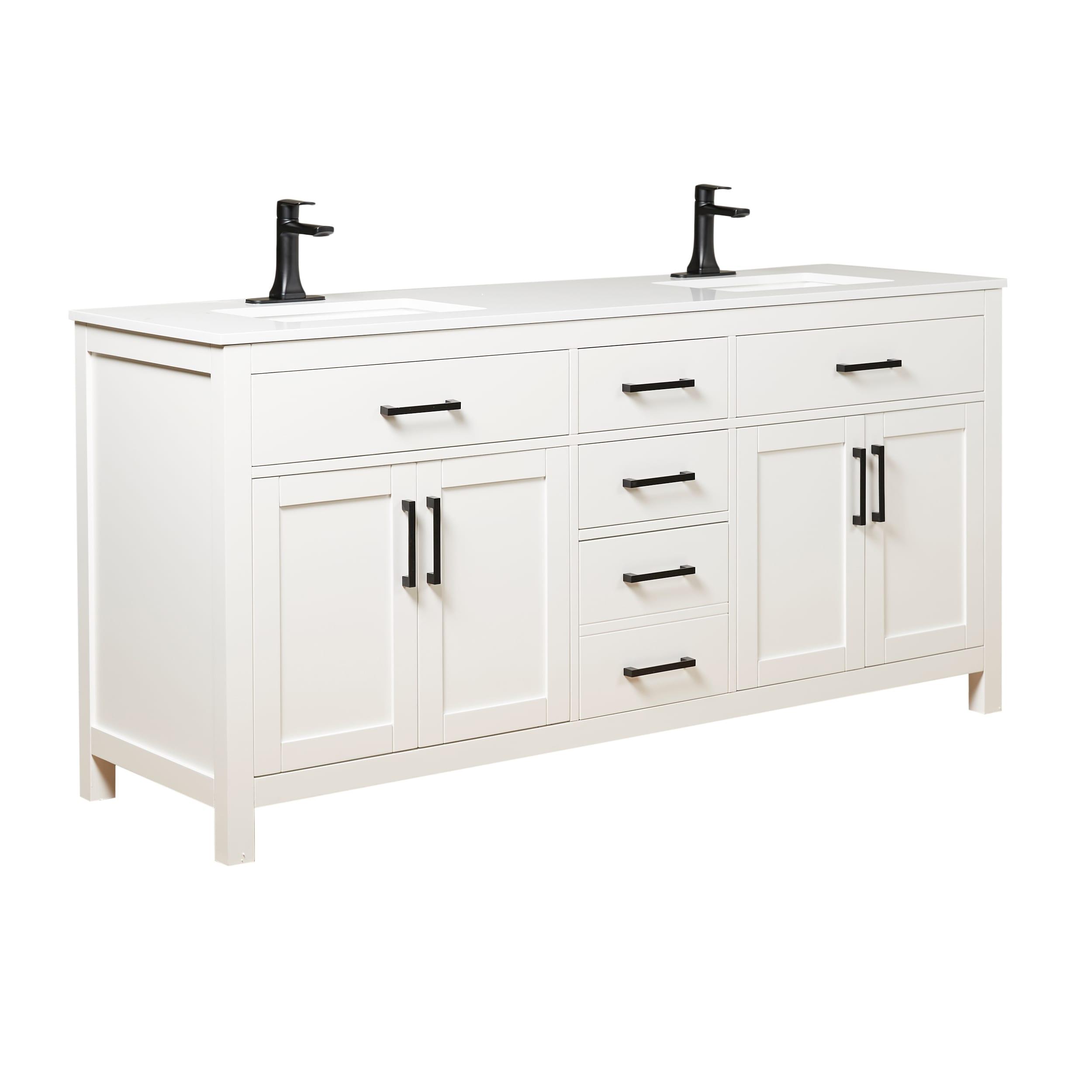 Beckett 72" Freestanding Double Bathroom Vanity with Cultured Marble Top