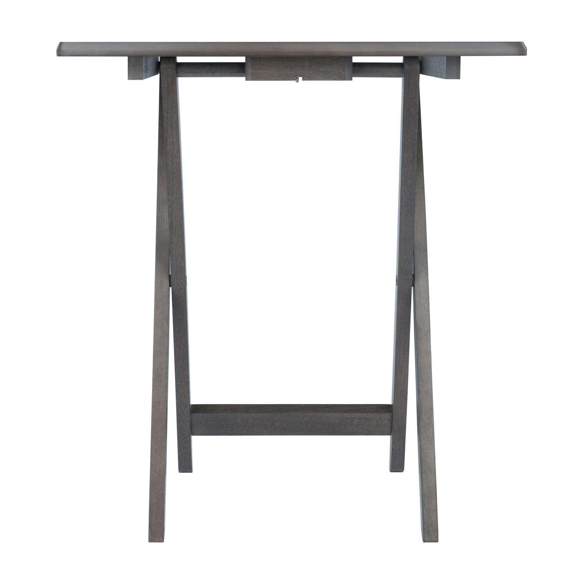 5pc Set Dorian Snack Tables Oyster Gray - Winsome: Portable, Oversized Tops, Storage Stand