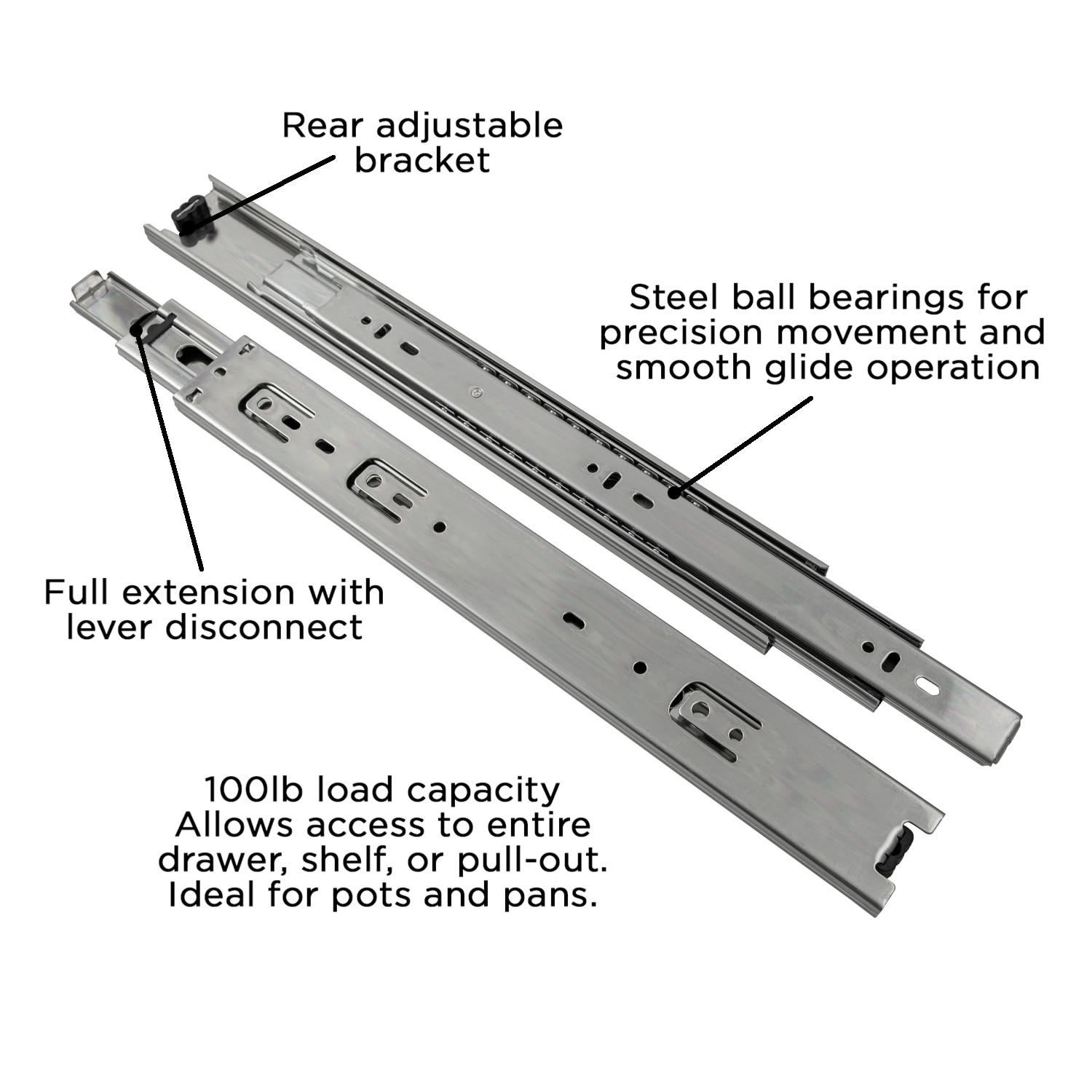 Drawer Slide Side Mount Full Extension Cadmium Finish