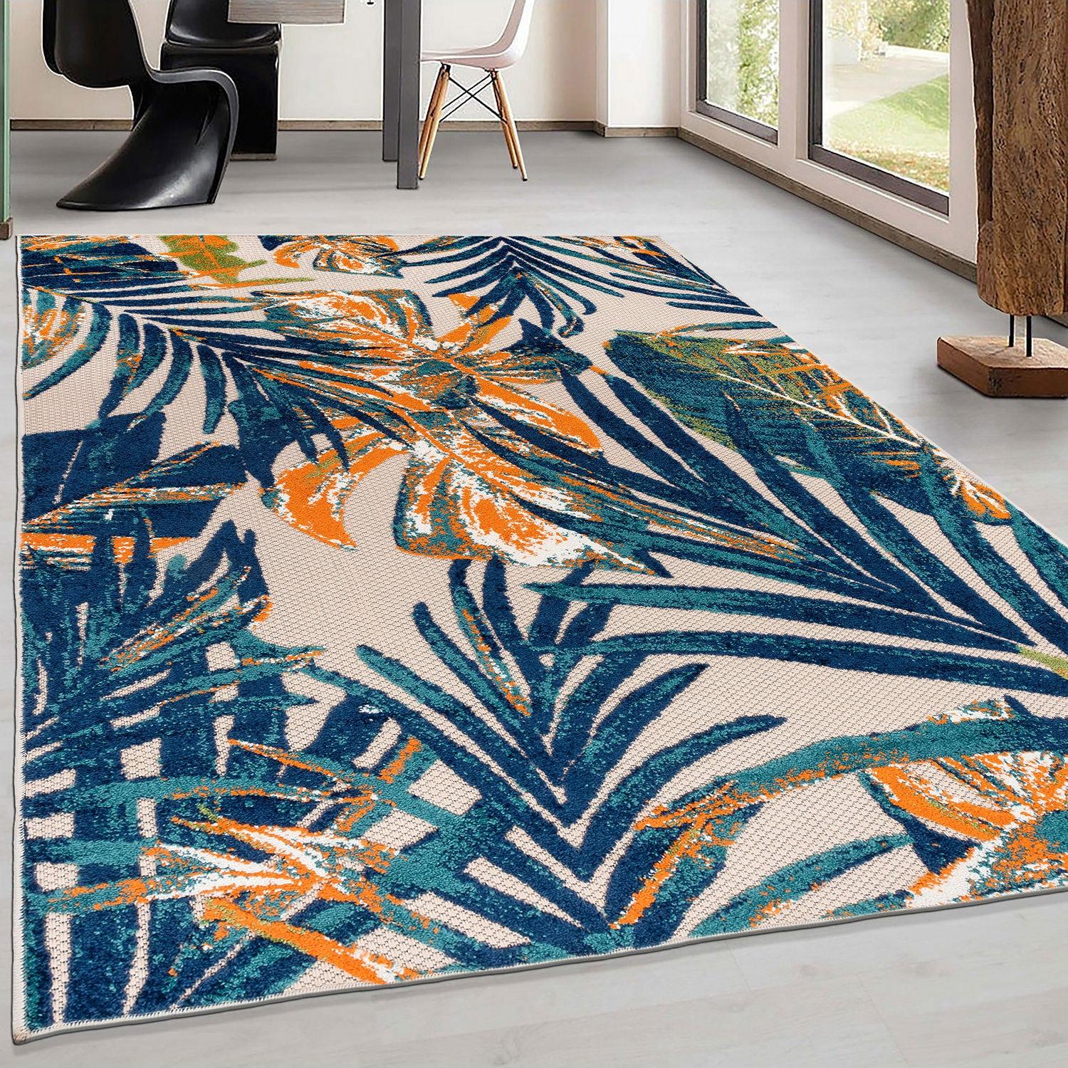 World Rug Gallery Floral Leaves Indoor/Outdoor Area Rug - Multi 5' x 7'