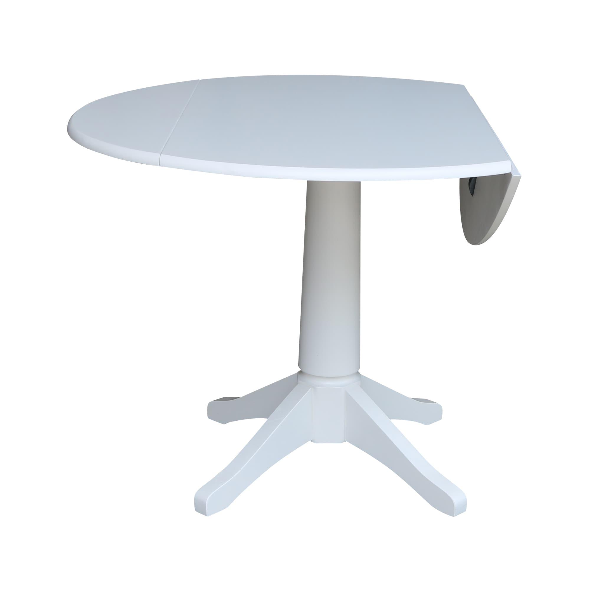 42" Nina Round Top Dual Pedestal Dining Table White - International Concepts: Modern Style, Seats 4, Wood Frame