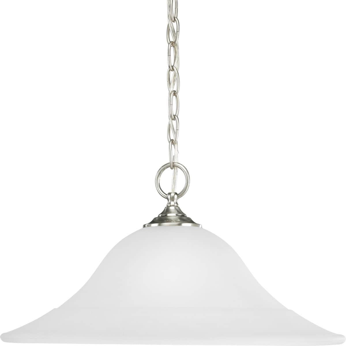 Progress Lighting Trinity 1-Light Pendant, Brushed Nickel, Etched Glass Shade