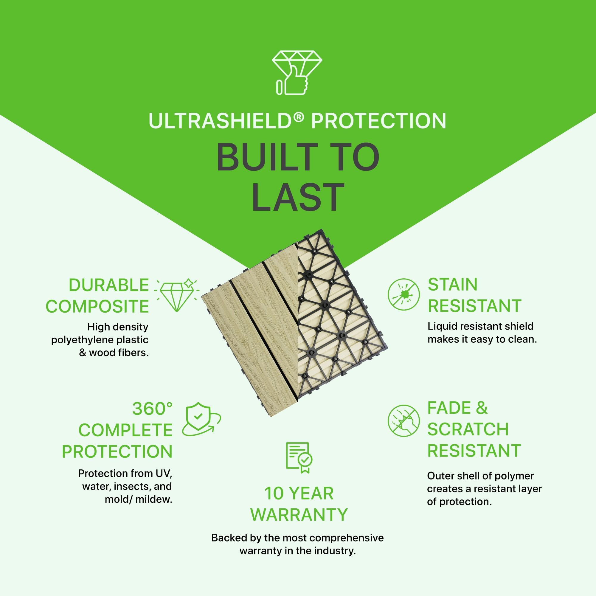 UltraShield Naturale Composite 12" x 12" Interlocking Deck Tile