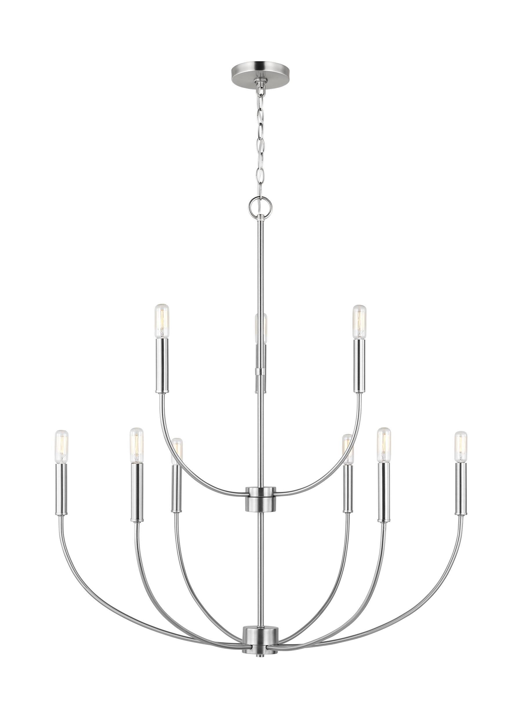 Greenwich Modern 9-Light Brushed Nickel Incandescent Chandelier