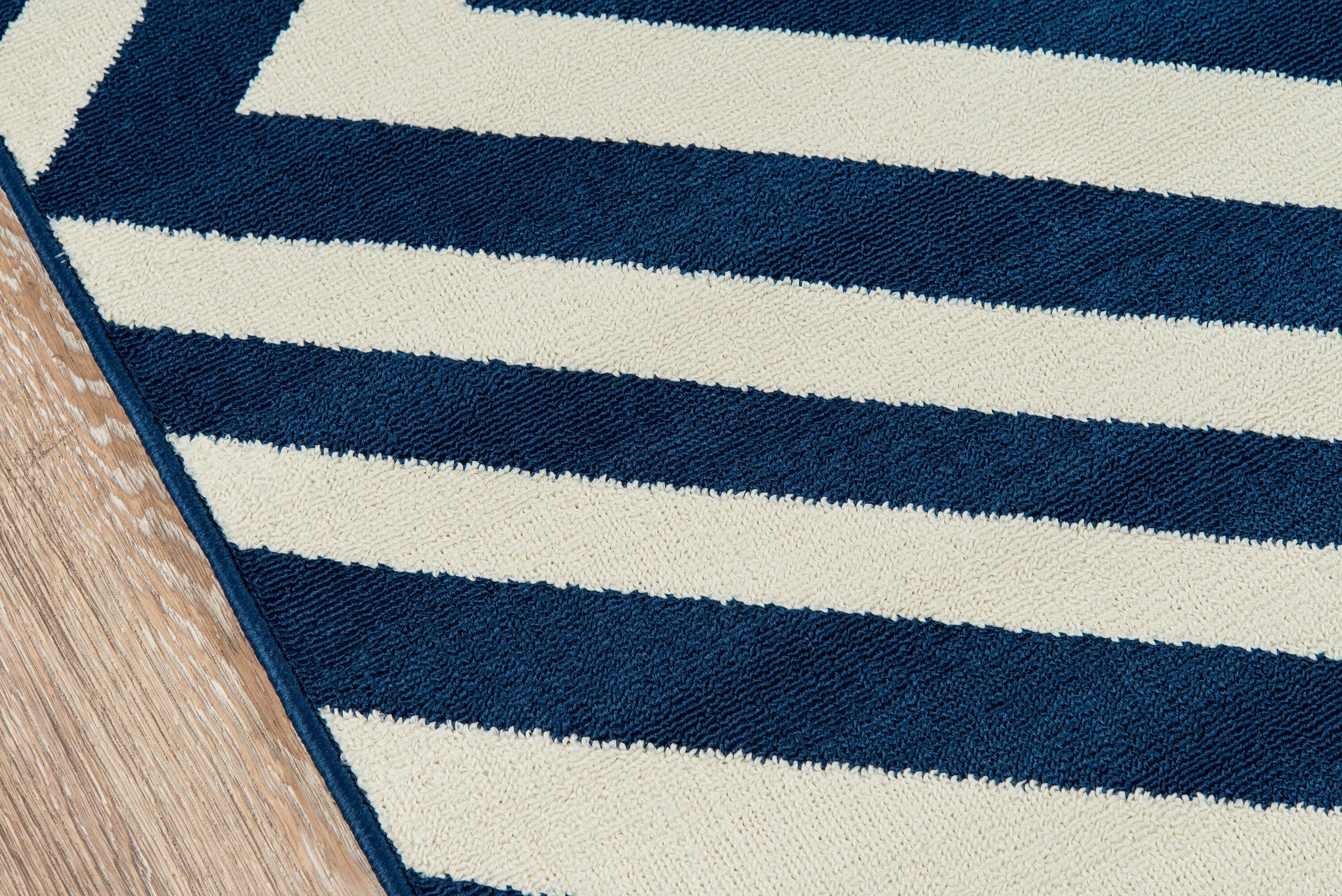 Navy Indoor/Outdoor Geometric Rug