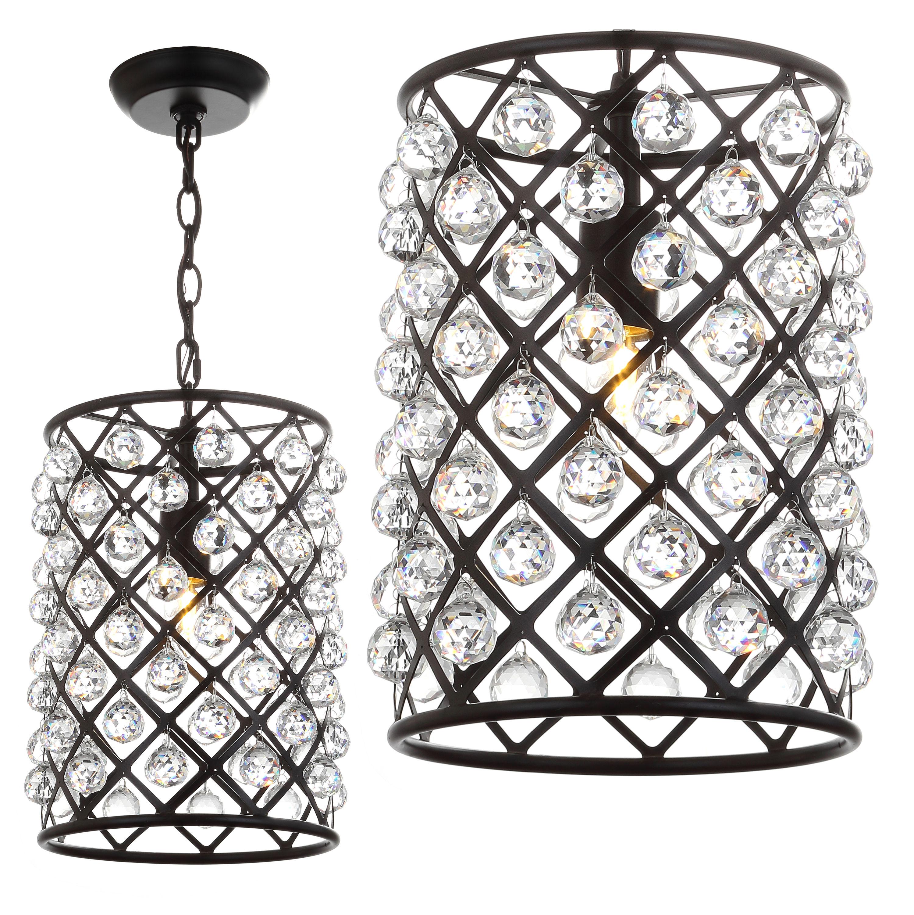 Gabrielle 10" Crystal/Metal LED Pendant, Oil Rubbed Bronze