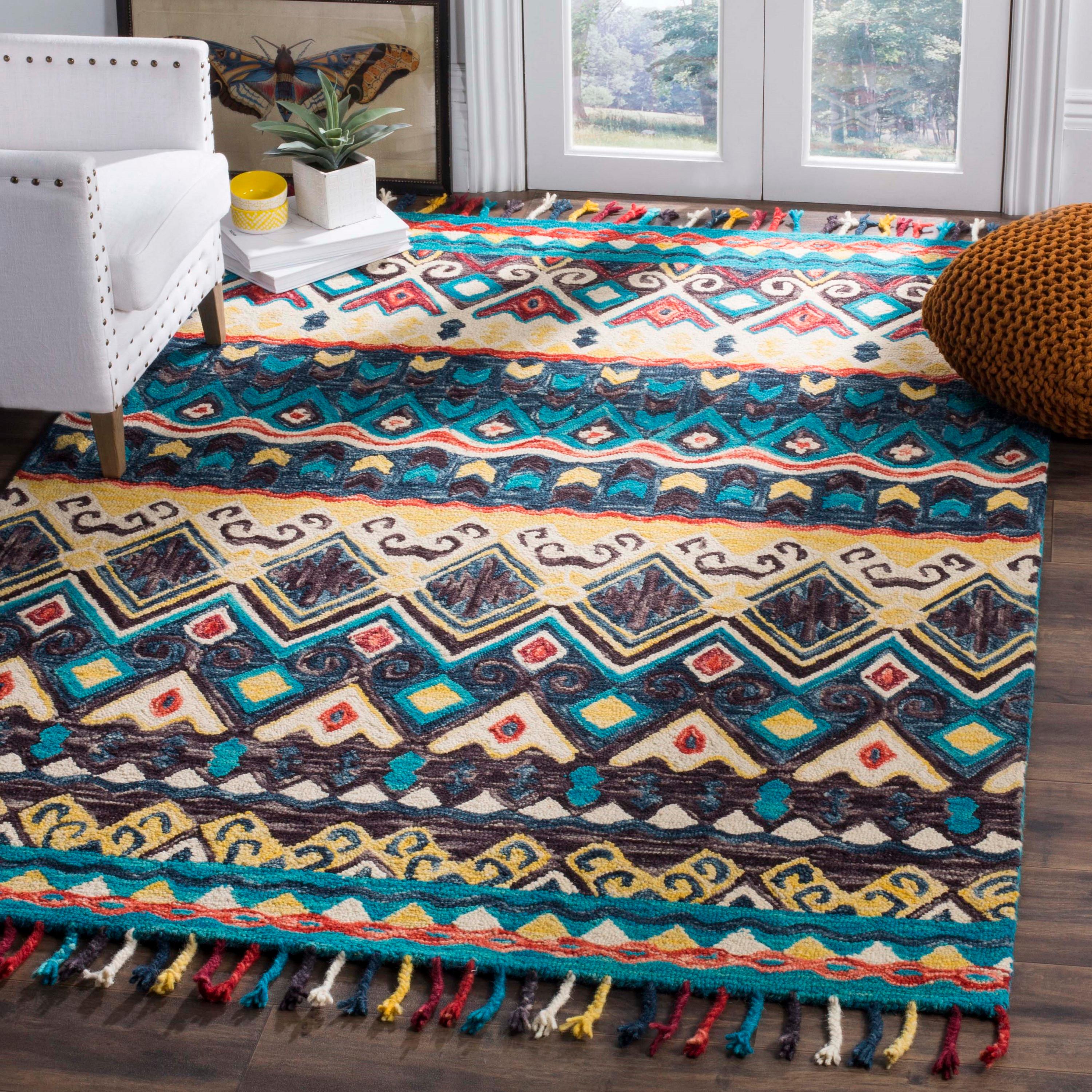 Aspen APN137 Hand Tufted Area Rug - Blue/Red - 3'x5' - Safavieh.