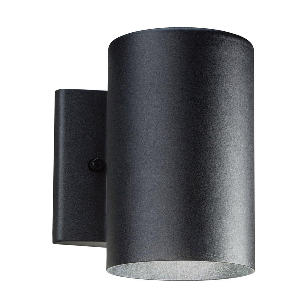 Independence 7 in. 1-Light Textured Black Outdoor Hardwired Wall Cylinder Sconce with Integrated LED (1-Pack)