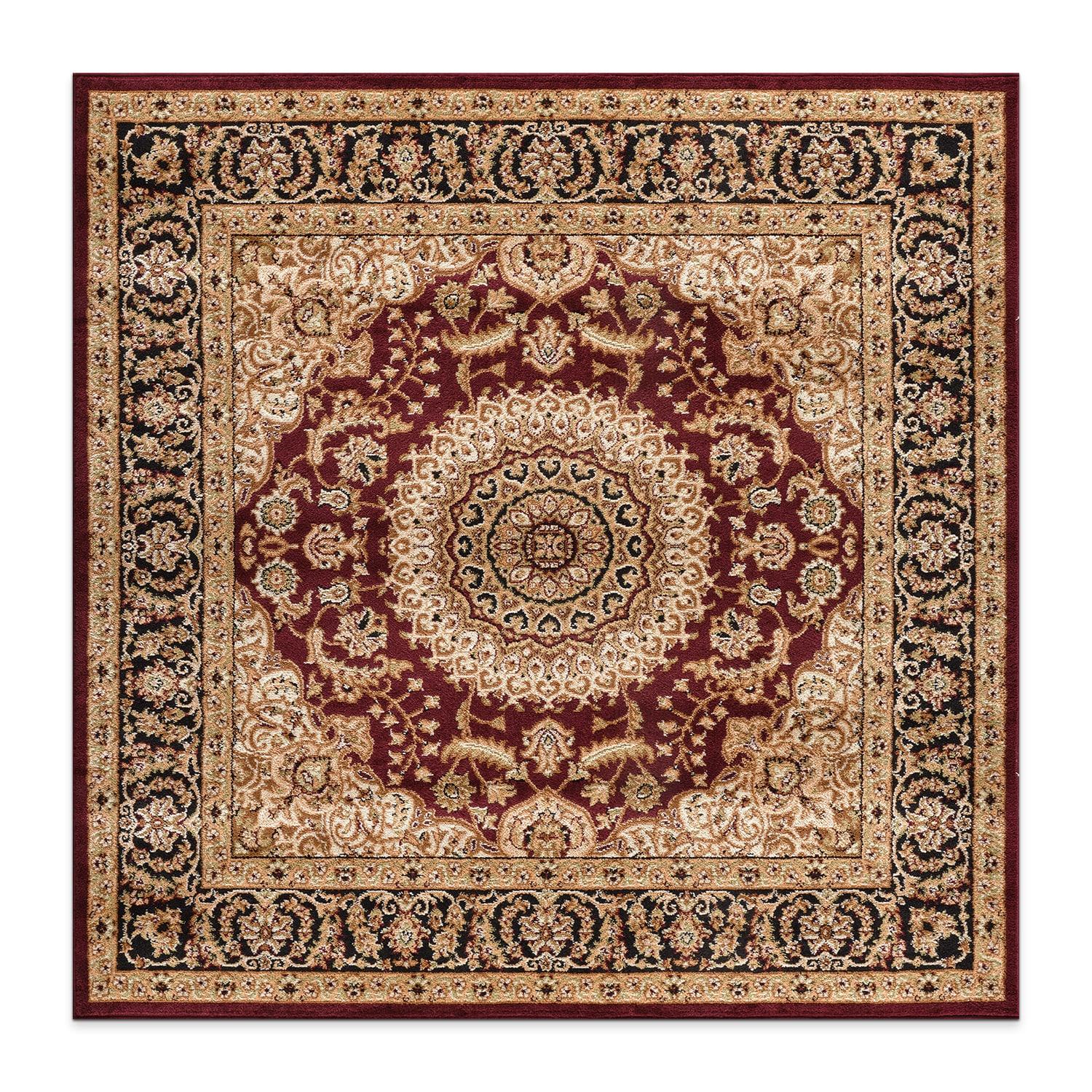 World Rug Gallery Traditional Oriental Medallion Area Rug - BURGUNDY 6'6"x6'6"