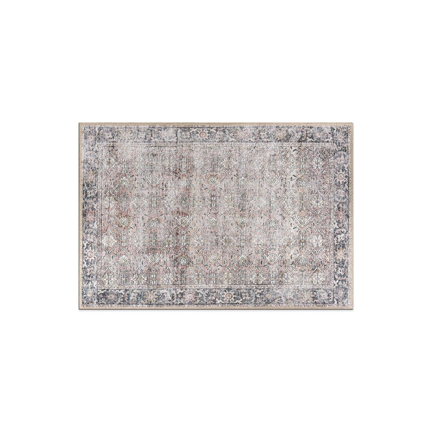 World Rug Gallery Vintage Distressed Machine Washable Non Slip Indoor Area Rug - OLIVE 2'x3'