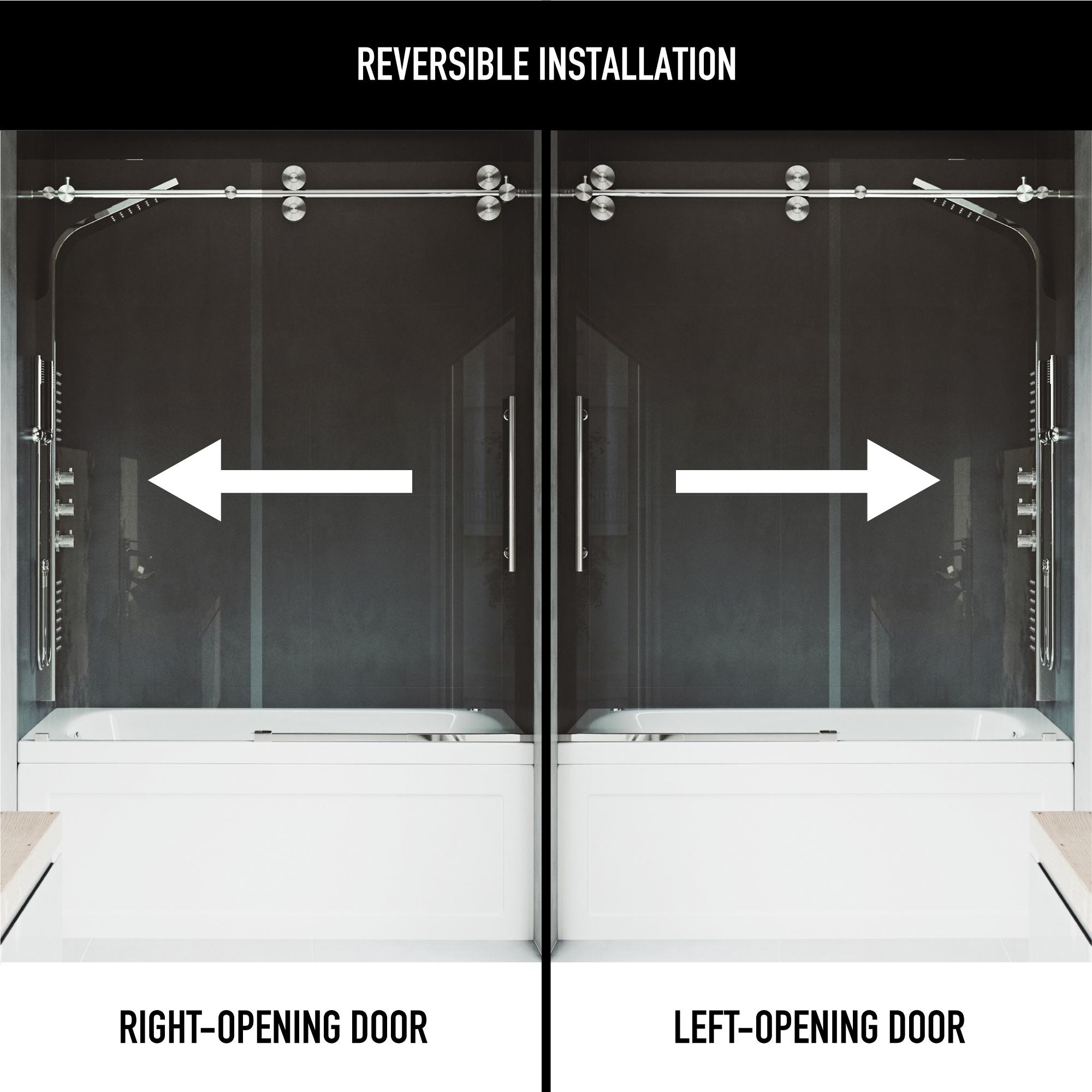 Elan 56-60" W x 66" H Sliding Frameless Tub Door with 3/8" Clear Glass