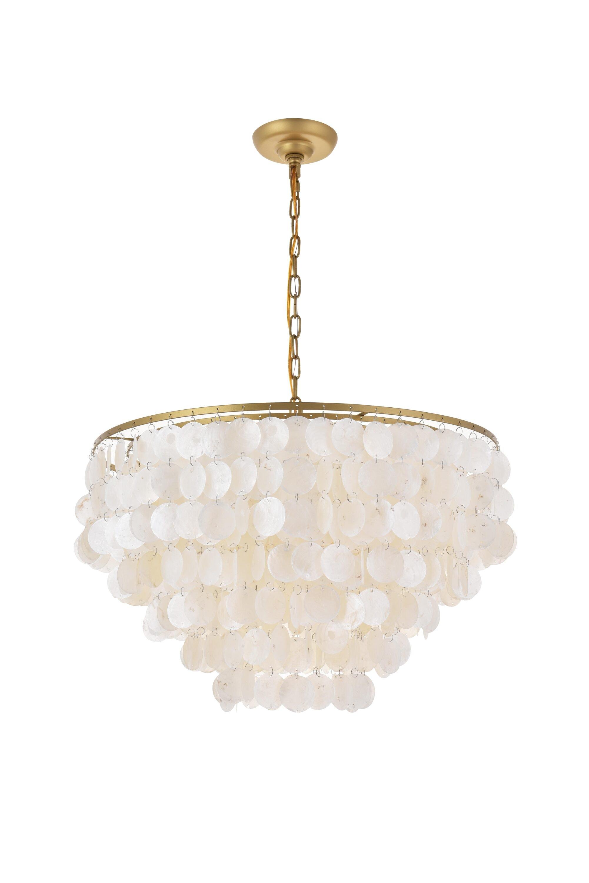 Elegant Lighting Selene 6 light Brass Pendant