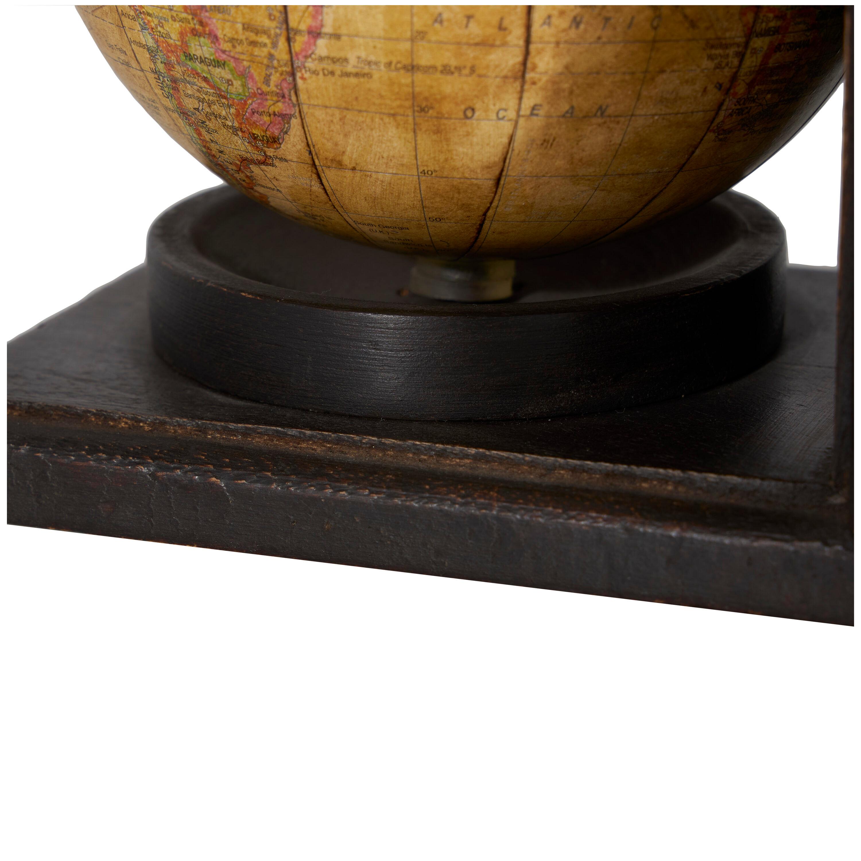 DecMode 6" Globe World Map Brown Wood Bookends (Set of 2)