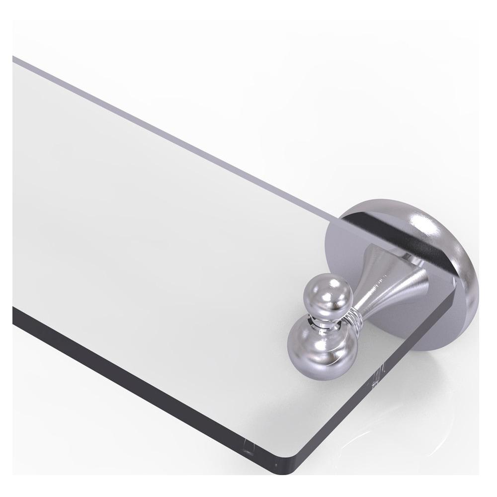 Shadwell Collection 22 in. W Glass Vanity Shelf with Beveled Edges in Satin Chrome