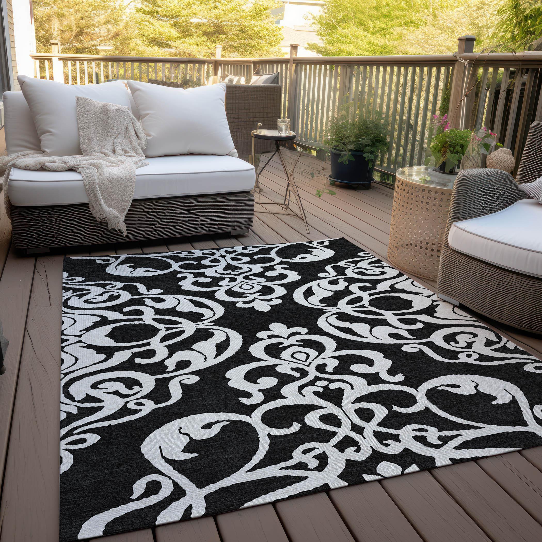 Addison Rugs Chantille ACN973 Black 2'6" x 3'10" Indoor Outdoor Area Rug, Easy Clean, Machine Washable, Non Shedding, Bedroom, Entry, Living Room, Dining Room, Kitchen, Patio Rug