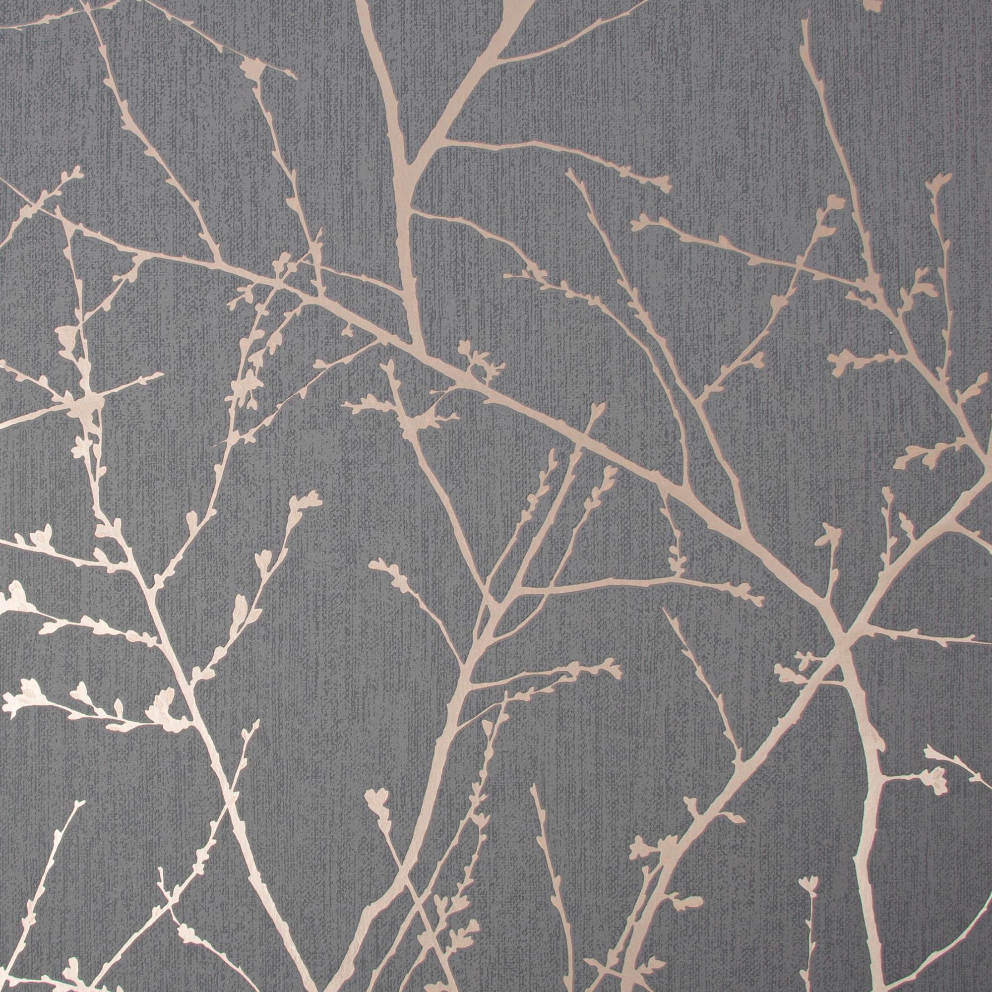 Innocence Charcoal and Copper Wallpaper