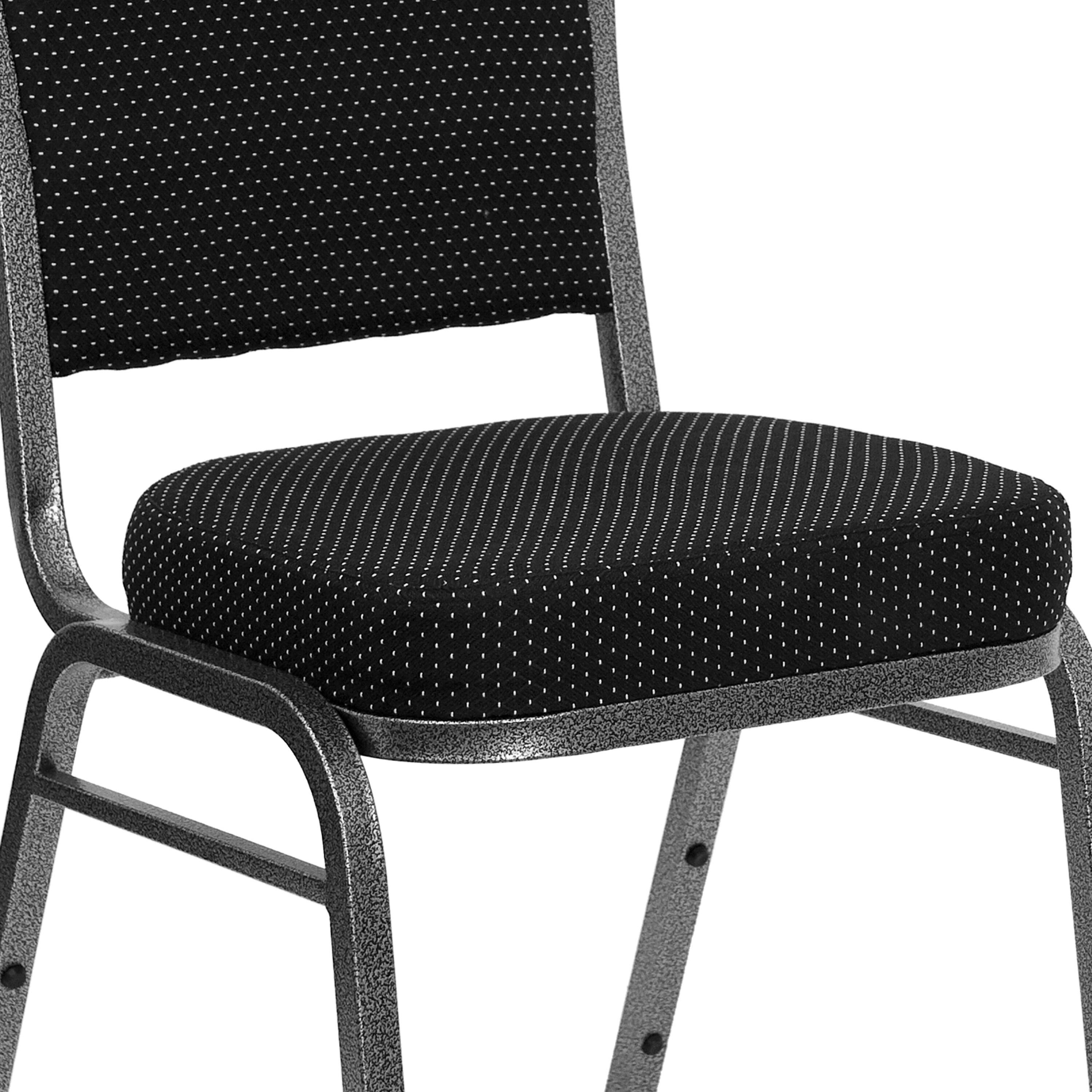 Black Diamond Fabric and Silver Vein Steel Stacking Banquet Chair