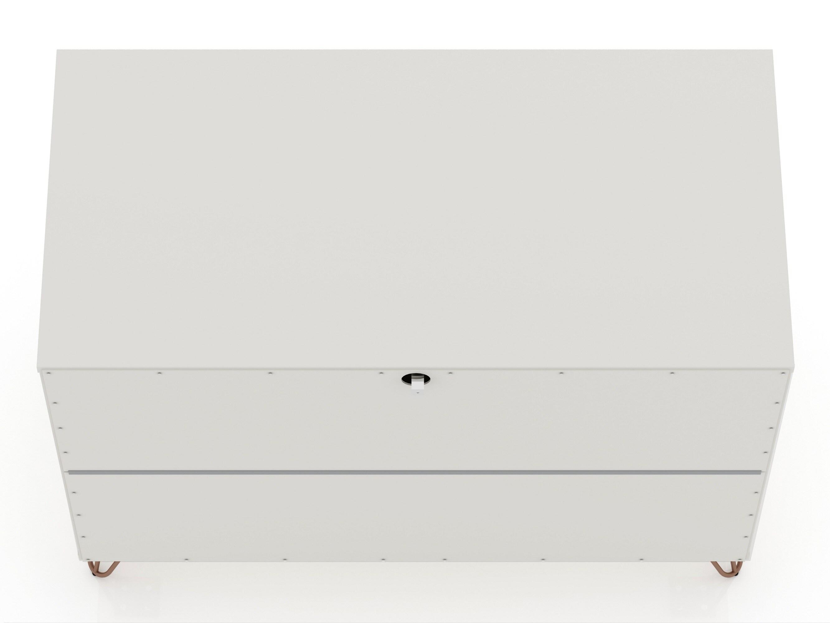 Set of 2 Rockefeller 3 Drawer Dresser Off White - Manhattan Comfort: MDF Bedroom Storage, Easy-Glide, Includes Anti-Tip Hardware