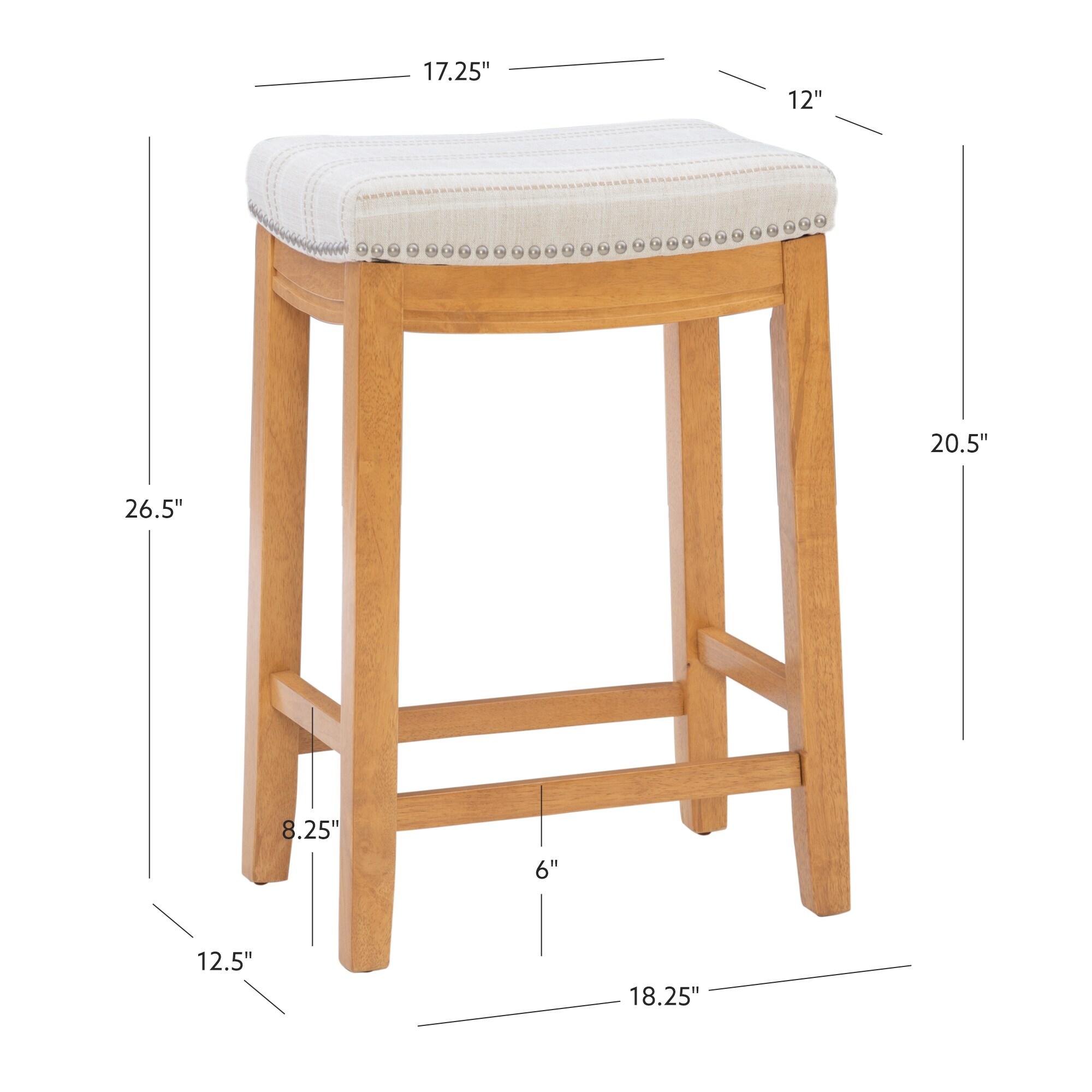 Claridge Backless Nailhead Saddle Counter Height Barstool Natural Stripe - Linon