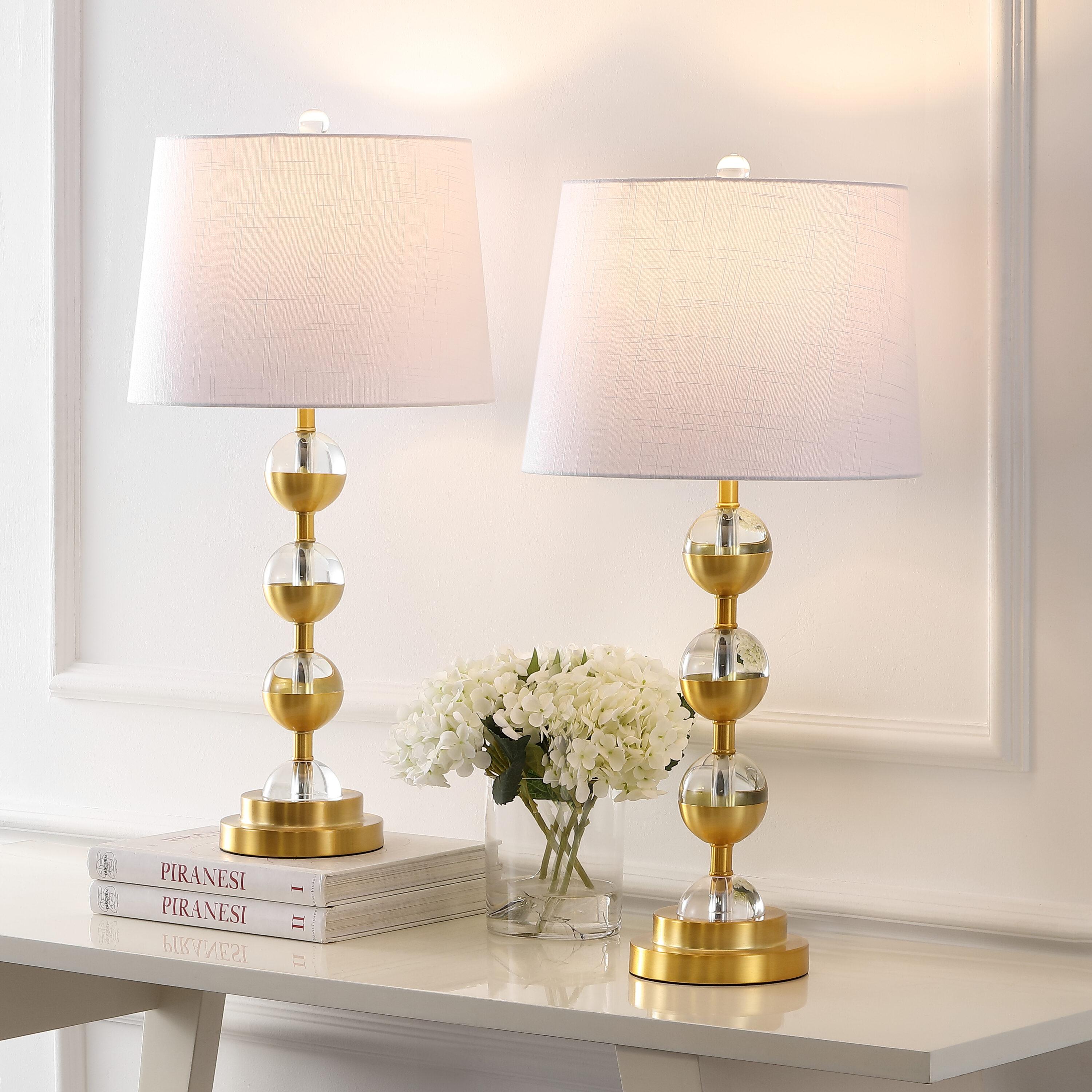 Avery 27.5" Crystal LED Table Lamp, Clear/Brass Gold (Set of 2)