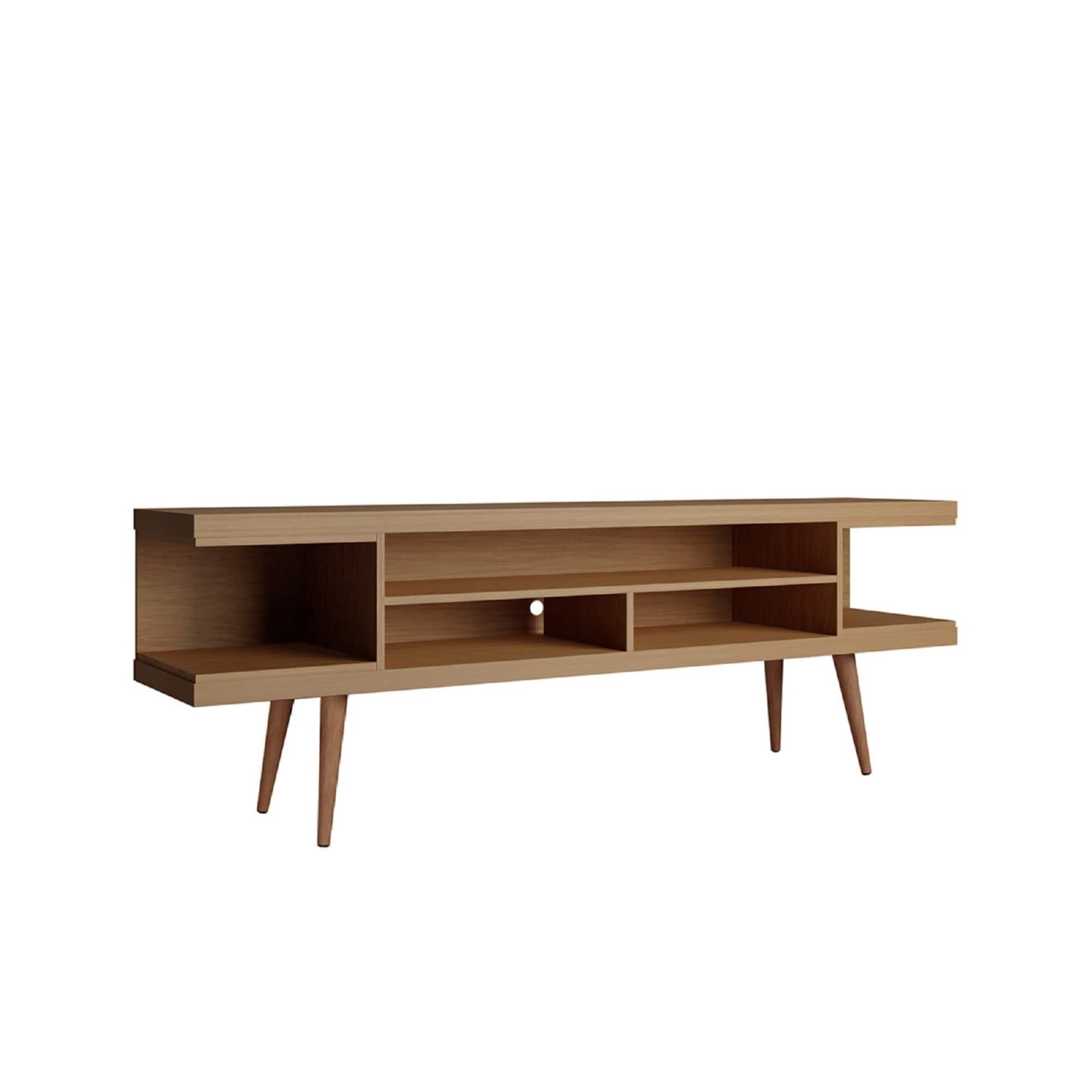 Maple Cream Mid-Century Modern TV Stand with Graduated Legs