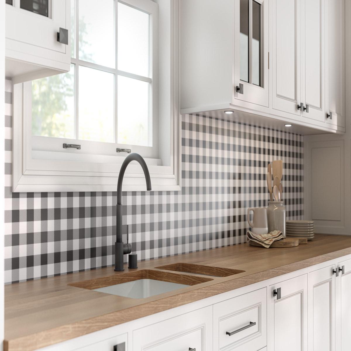 EasyLiner Premium Peel & Stick Wallpaper, Black Gingham 20 in. x 18 ft.