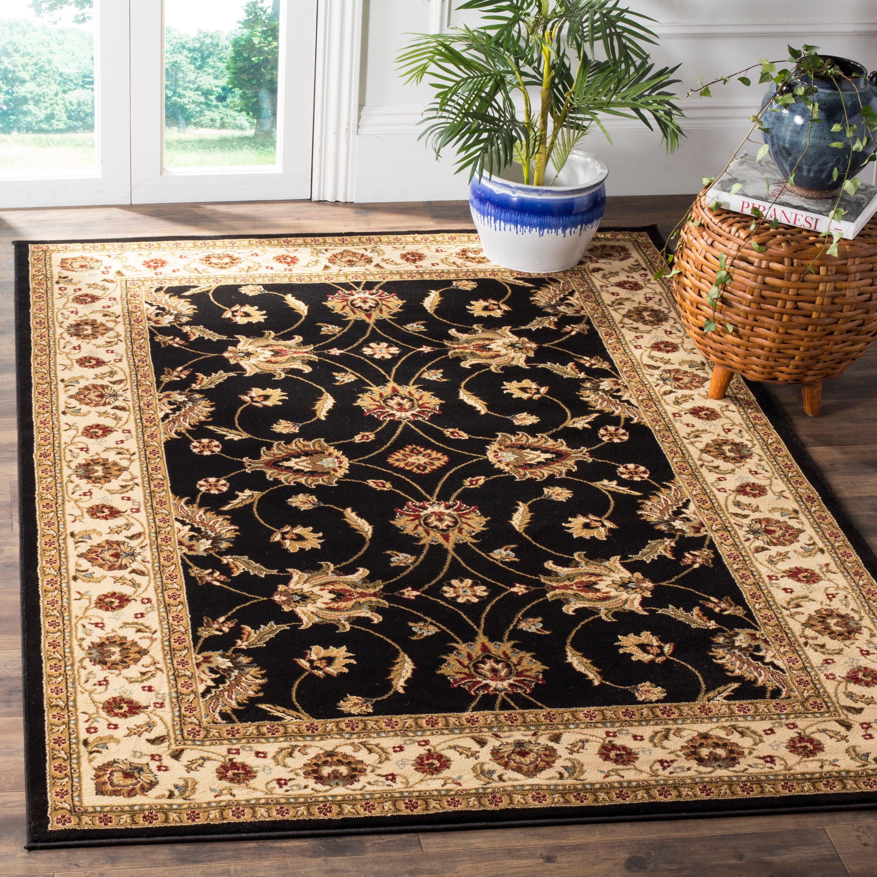 Lyndhurst LNH553 Power Loomed Area Rug - Black/Ivory - 8'x11' - Safavieh.