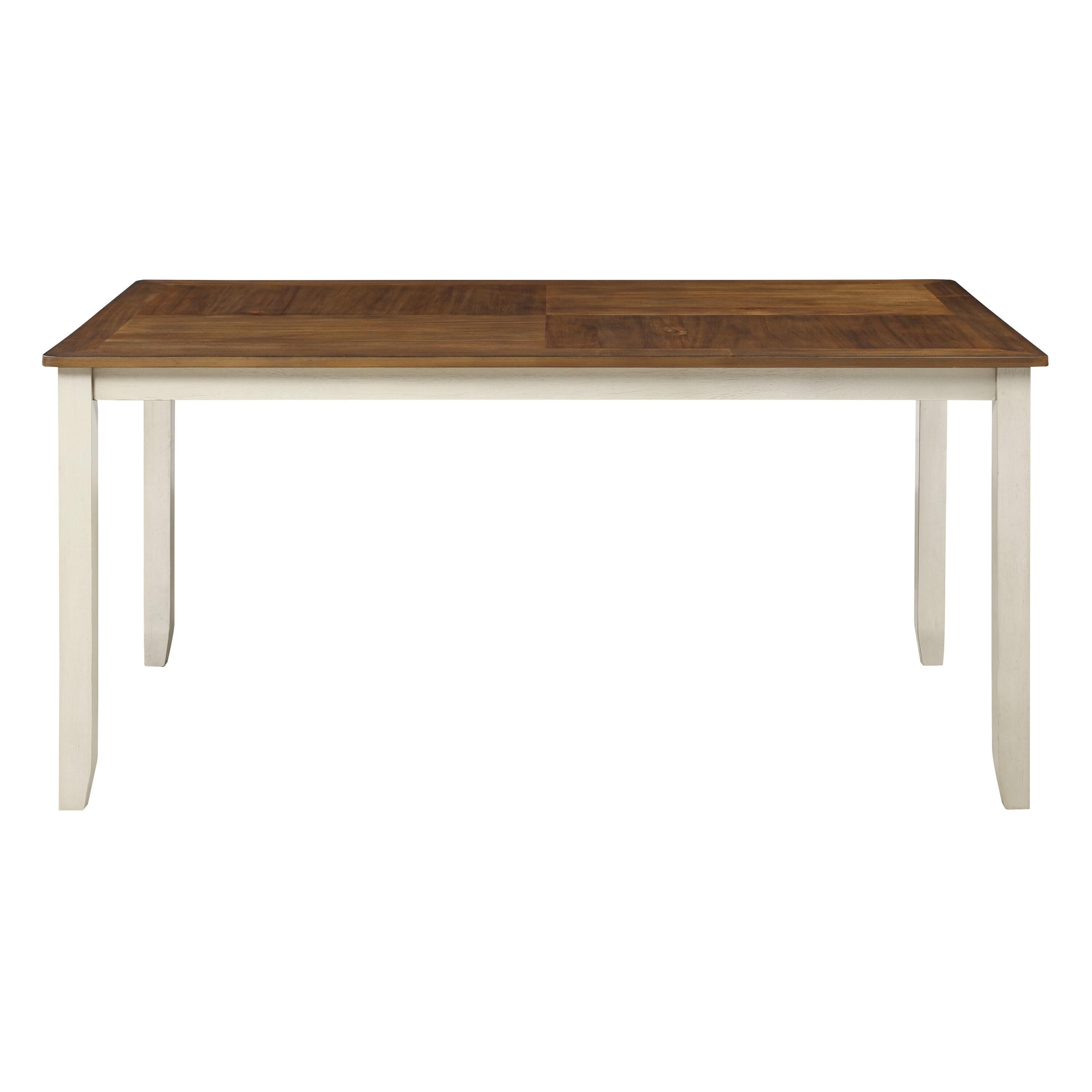 West Lake 7 pc Wood Dining Table Set Tobacco Finish Top and Cream Base