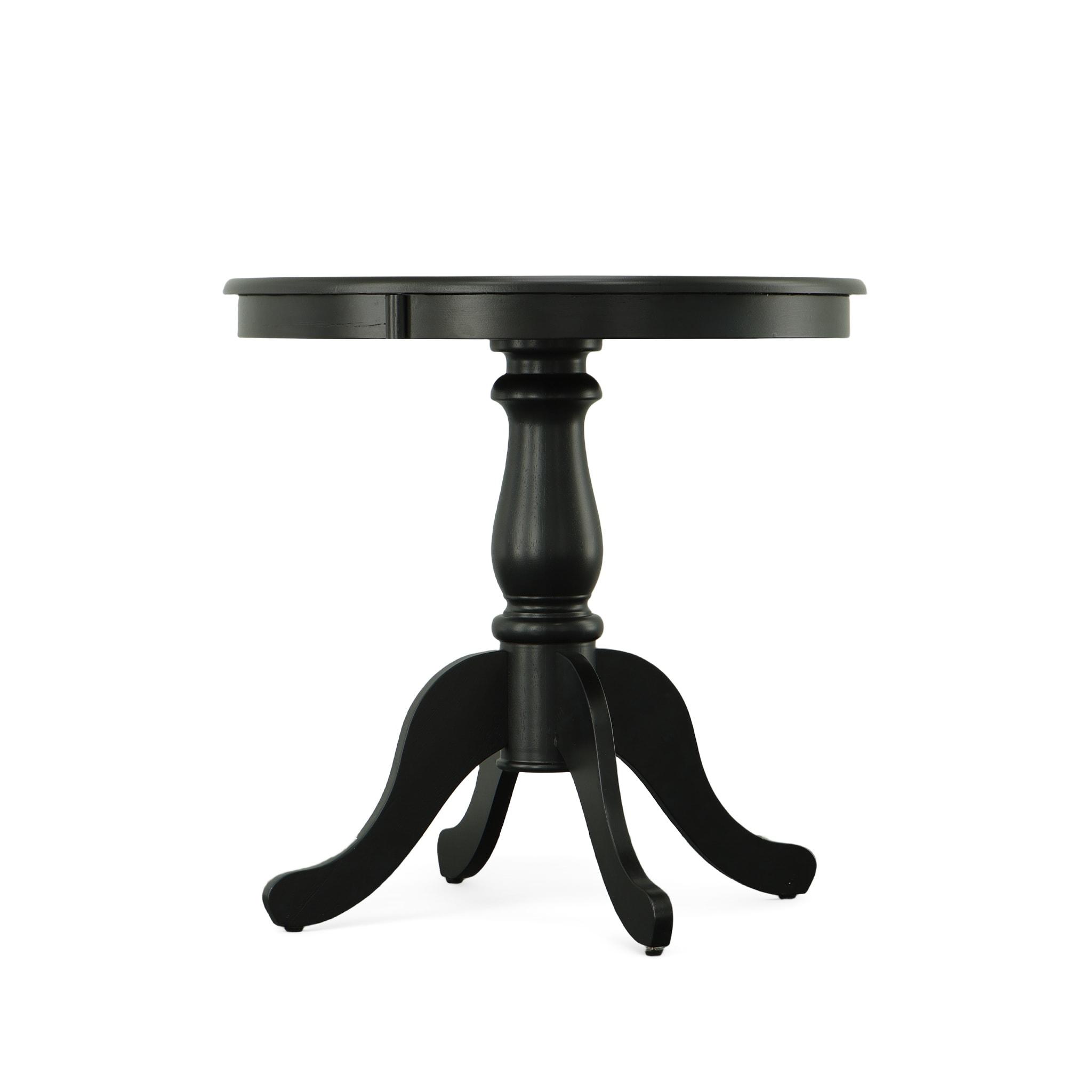 Carolina Living 30" Salem Round Pedestal Dining Table Black: Rubberwood, MDF, Non-Extension