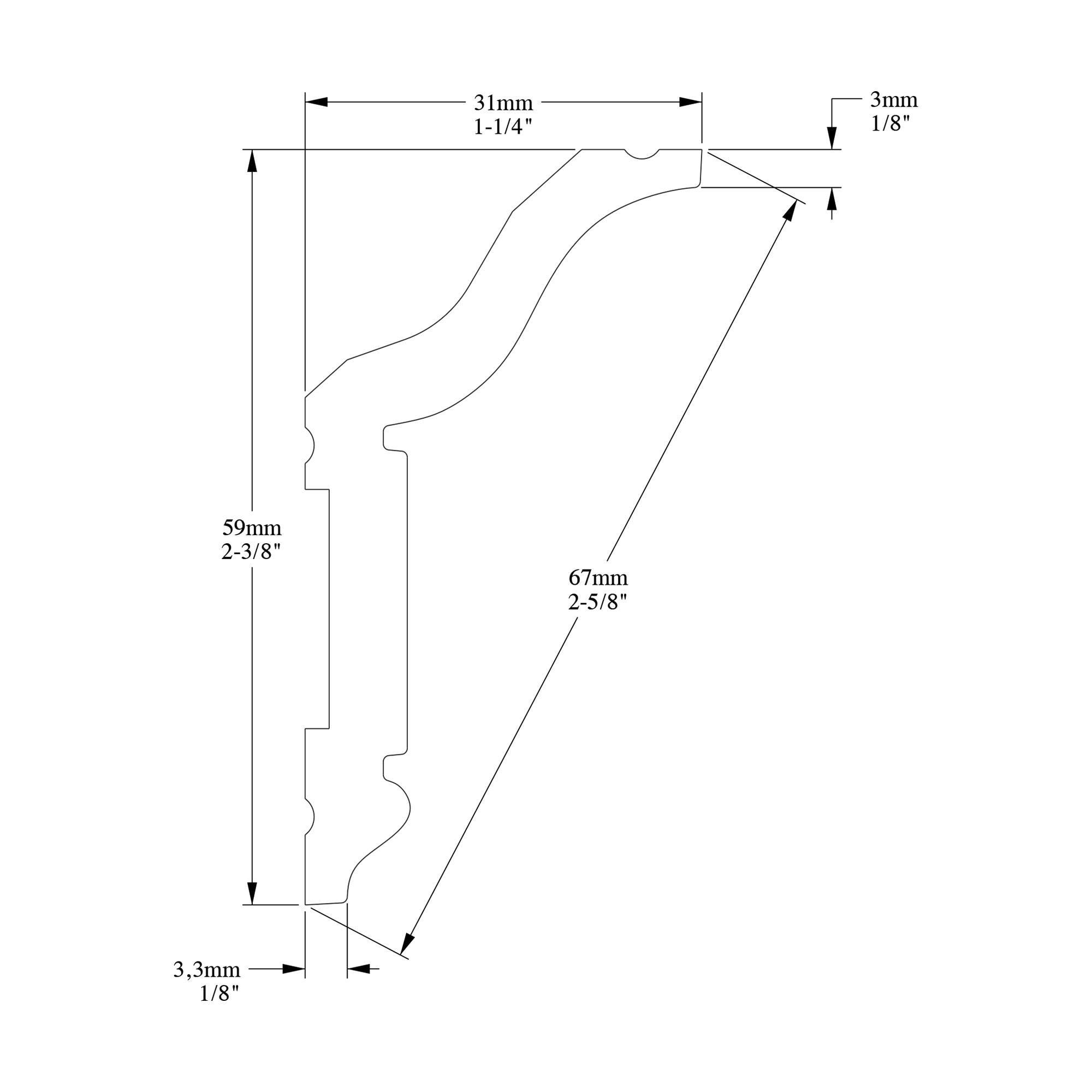 2.38'' H x 78'' W x 1.25'' D Plastic Crown (Set of 8)