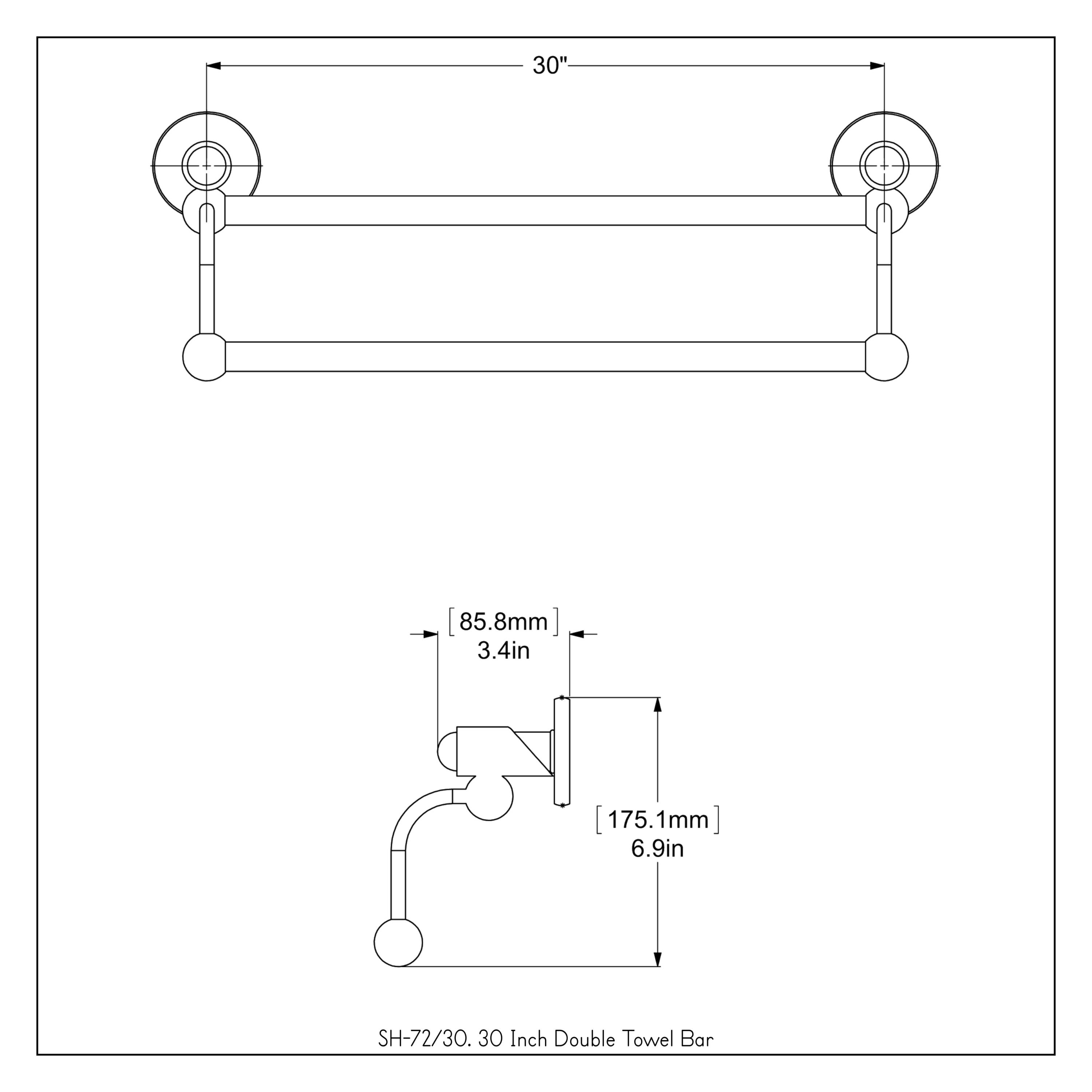 Matte White 30'' Double Wall Mounted Towel Bar