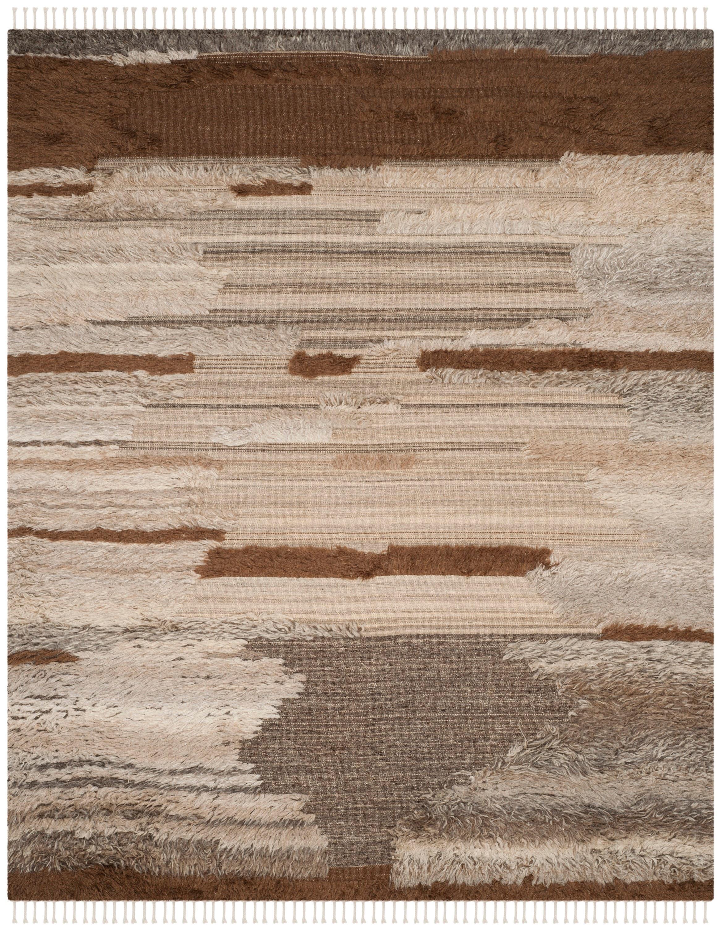 Alimatou Hand Knotted Wool/Cotton Abstract Rug in Gray/Brown